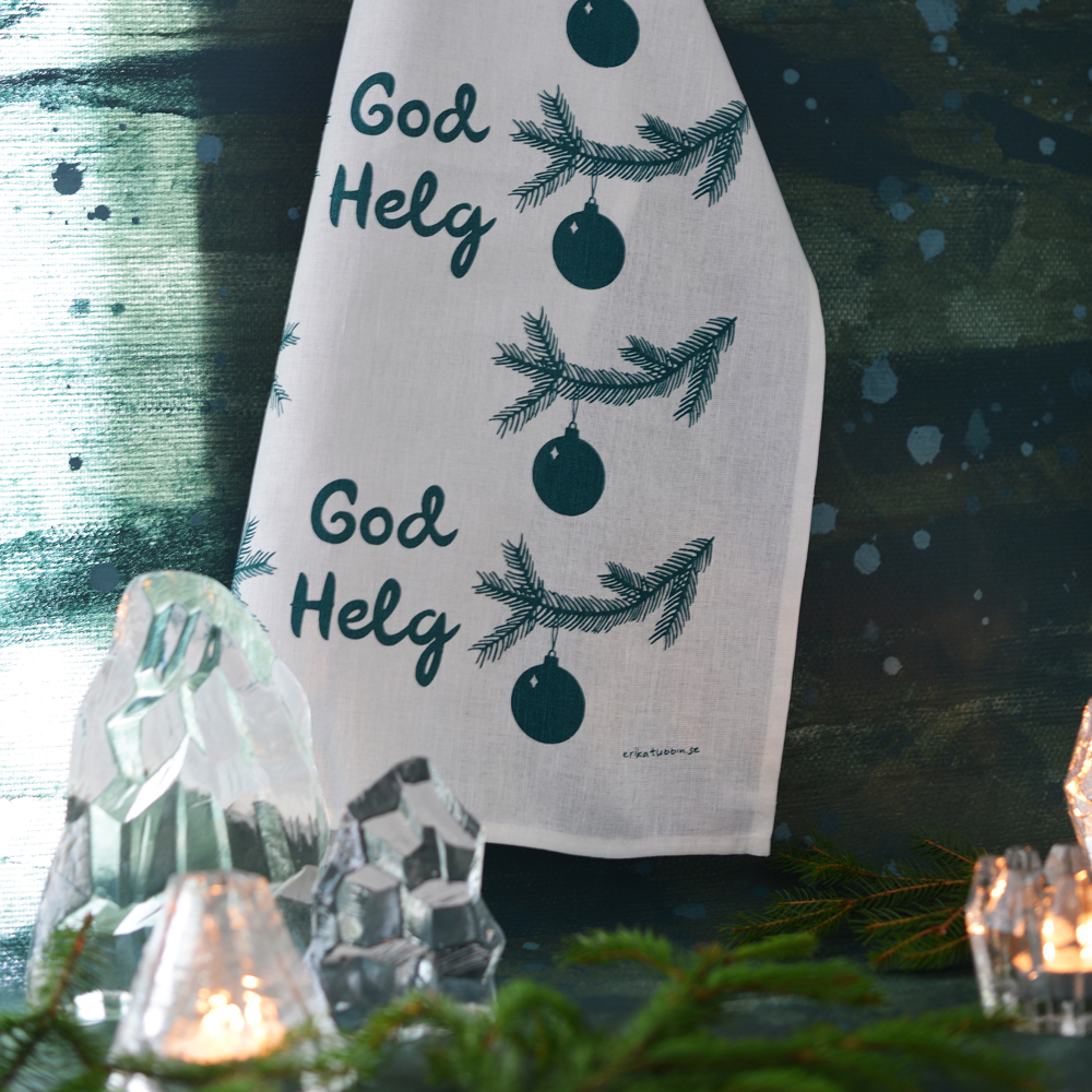 kökshandduk GOD HELG grön-vit 50x70 cm - 2