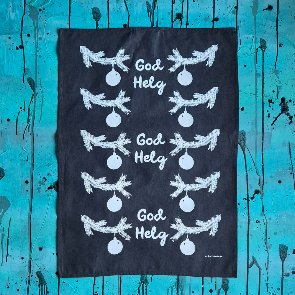 kökshandduk GOD HELG vit-svart 50x70 cm