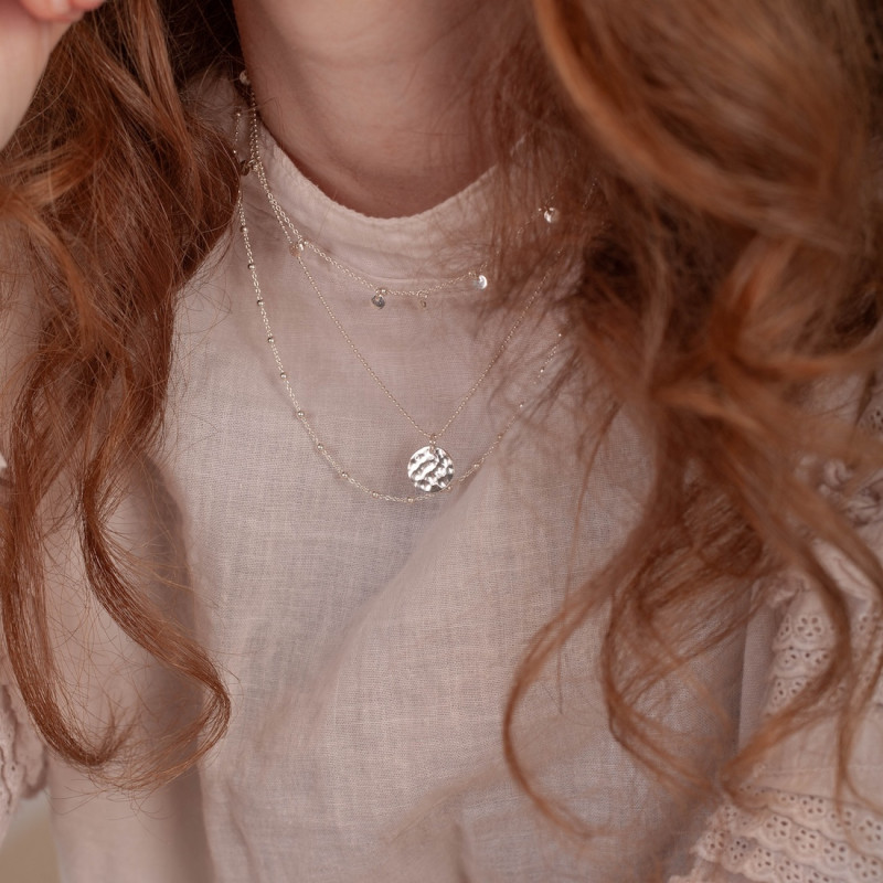 Silverhalsband hamrad bricka  - 2