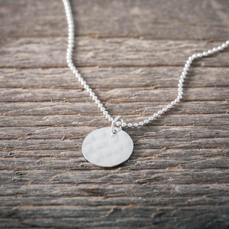 Silverhalsband hamrad bricka  - 3