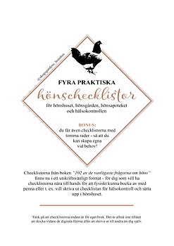 4 st praktiska hönschecklistor + bonuslistor! (Digital produkt)
