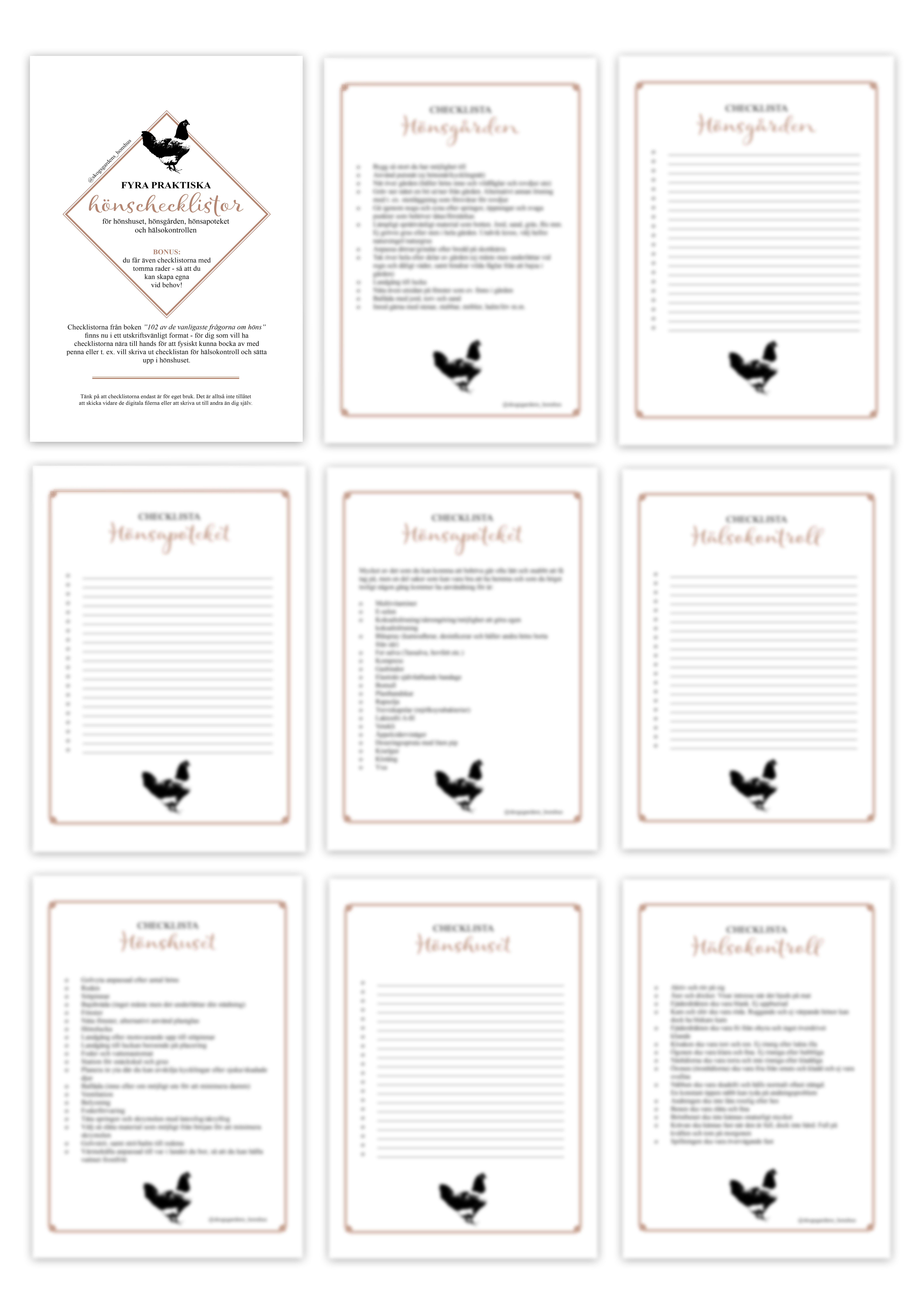 4 st praktiska hönschecklistor + bonuslistor! (Digital produkt) - 2