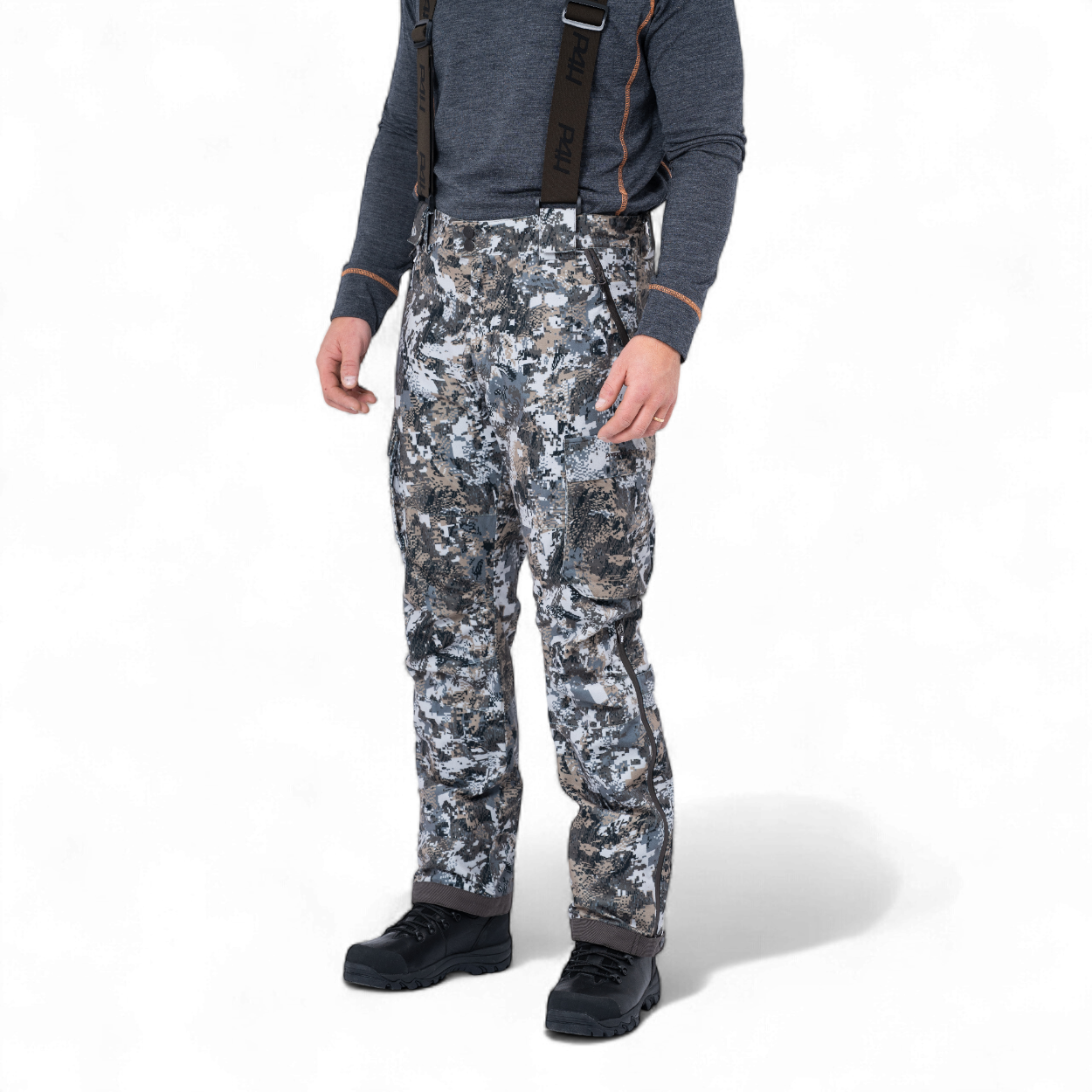 P4H Recon XT Jaktbyxa med hängslen Grey Camo