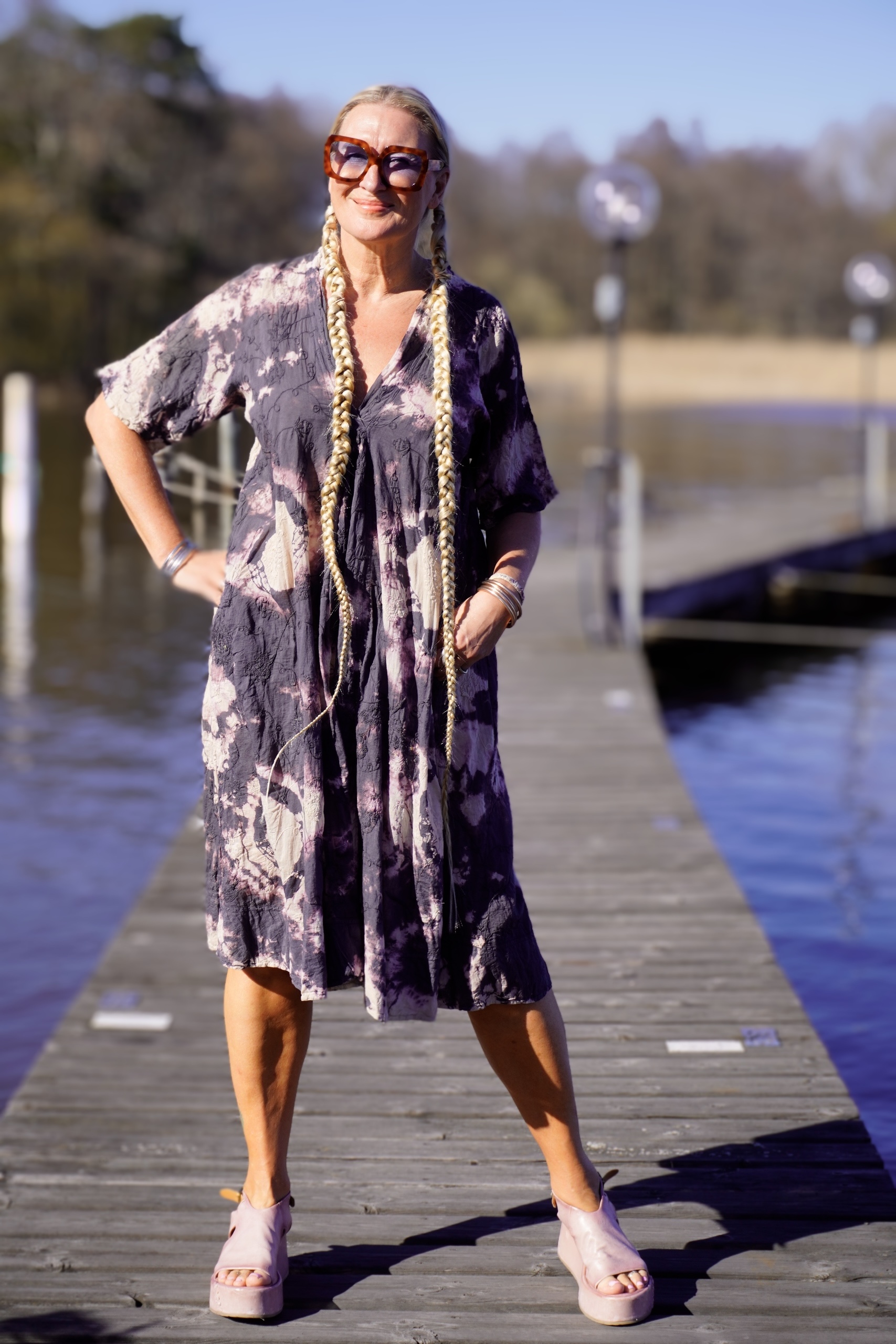 ANITA COTTON BATIK DRESS CHARCOAL LATTE