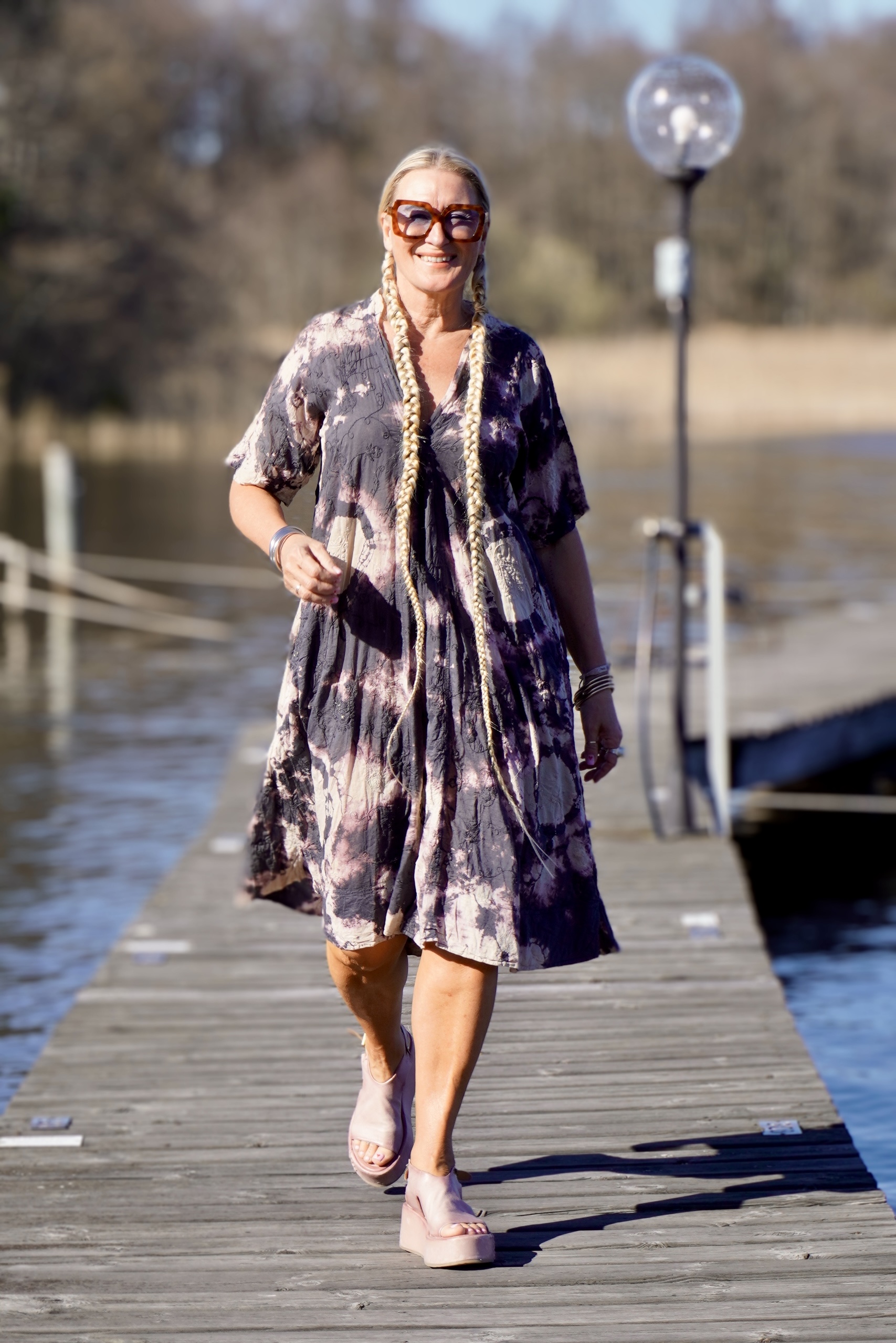 ANITA COTTON BATIK DRESS CHARCOAL LATTE