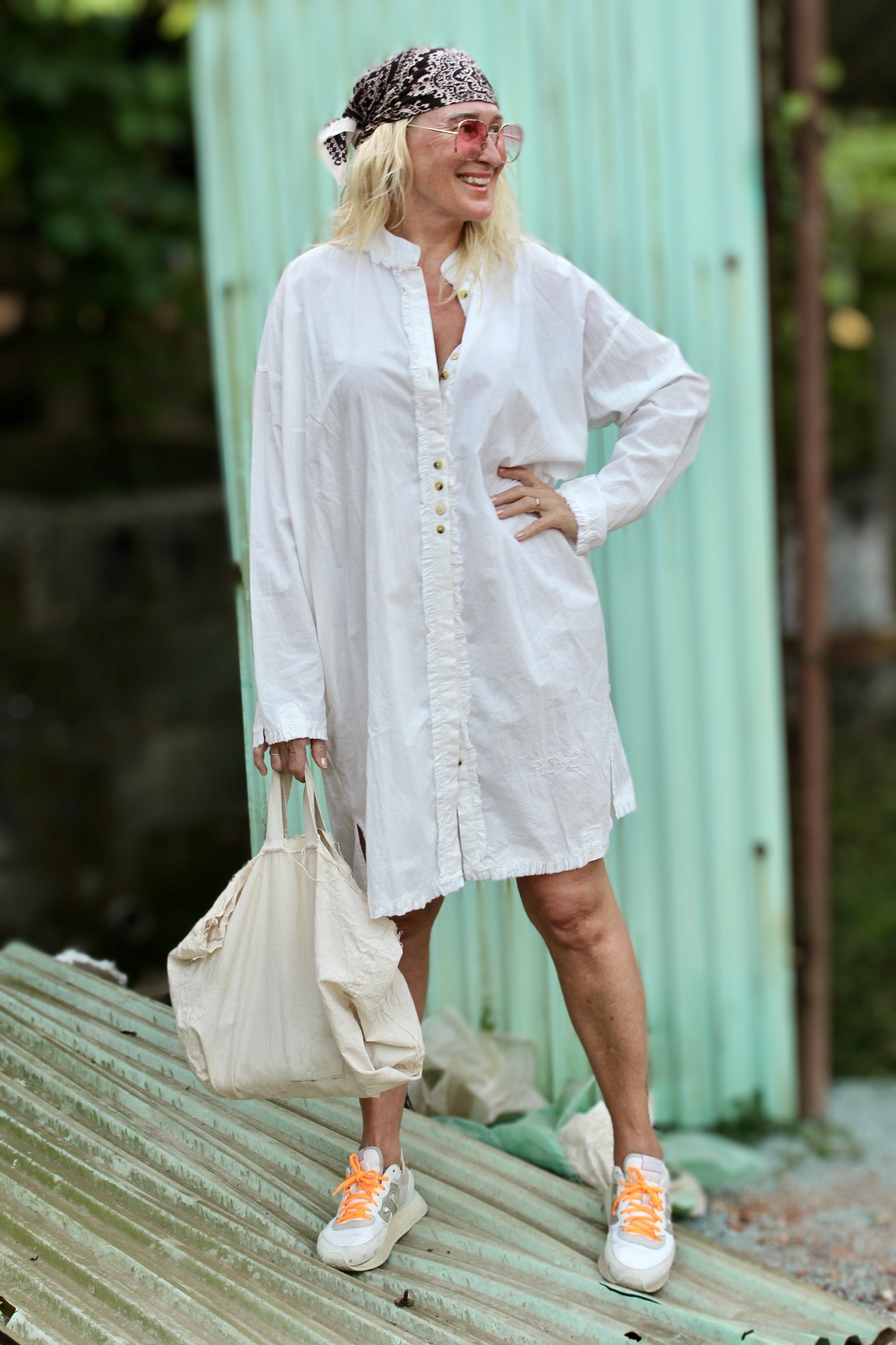 MIMI IMI COTTON SHIRT DRESS OFF WHITE 