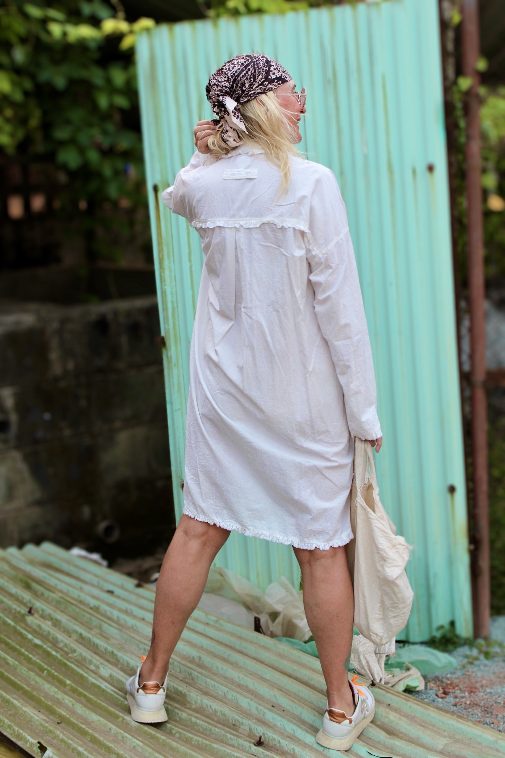 MIMI IMI COTTON SHIRT DRESS OFF WHITE  - 3