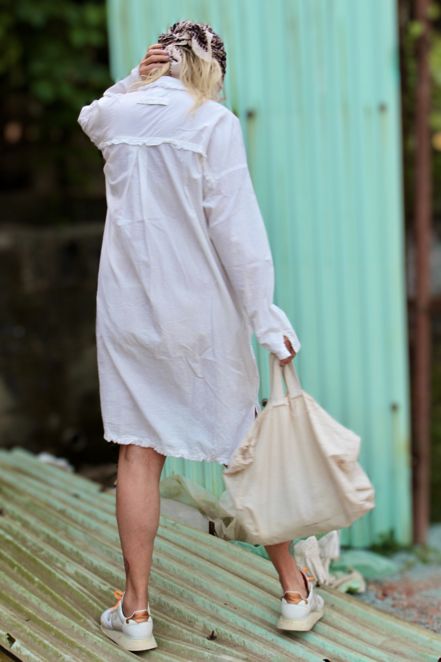 MIMI IMI COTTON SHIRT DRESS OFF WHITE  - 4