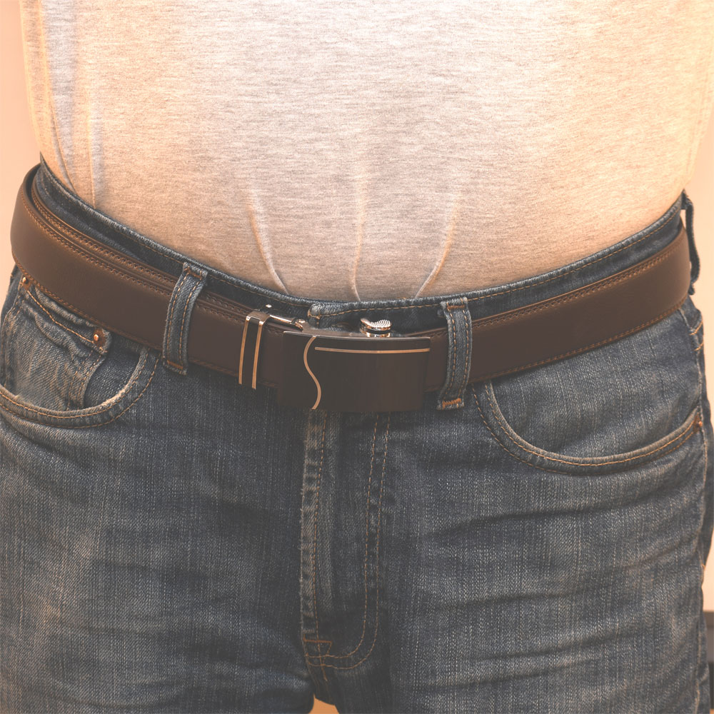Läderbälte stripe brun 986B - 2