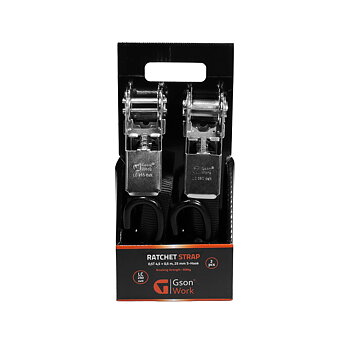 Ratchet Strap Black Color 0,5T 4,5 + 0,5 m, 25 mm S-Hook 2 pcs