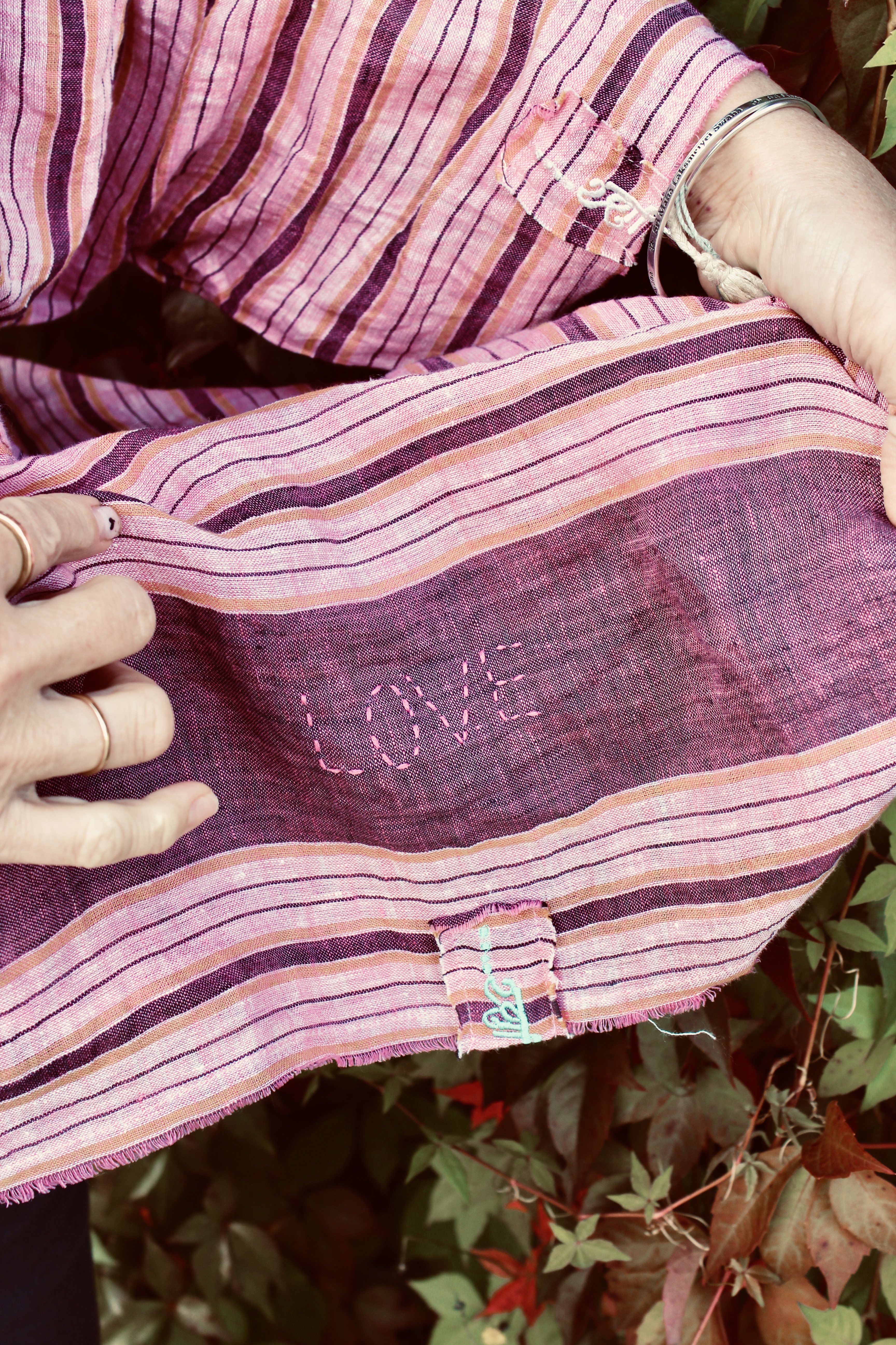 LISSA LINEN PLUM STRIPE DRESS  - 19