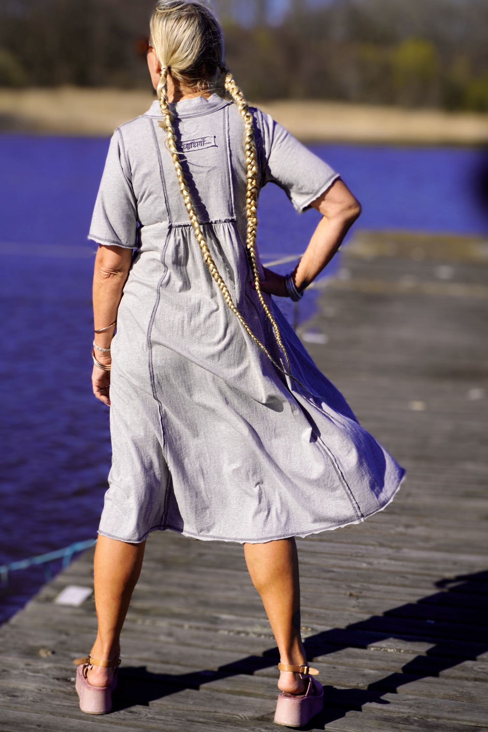 ROSIE GREY MELANGE JERSEY DRESS - 3