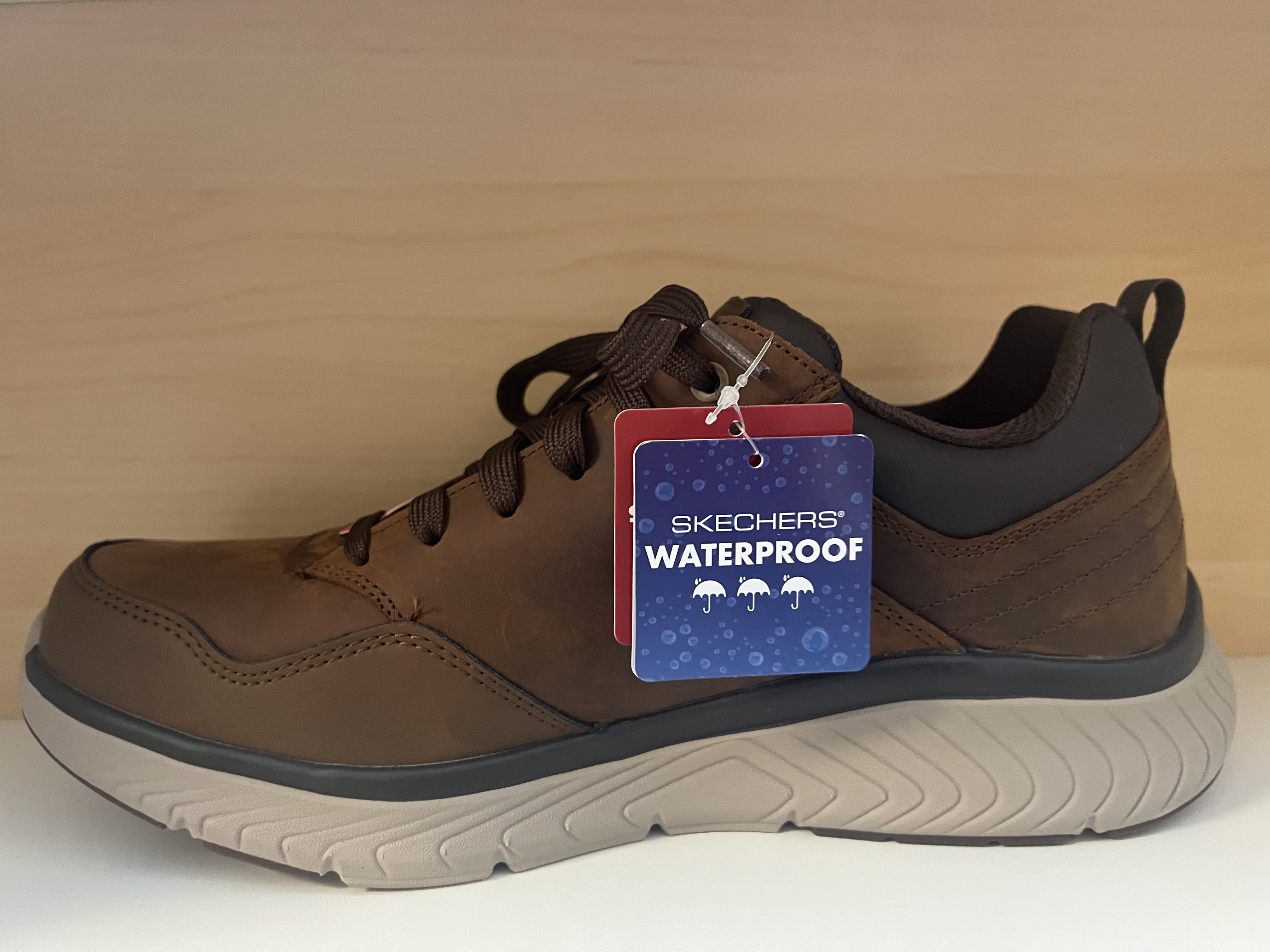 Skechers herrsko i brunt skinn. arch-Fit Crosser. Relaxed Fit (bred läst) Waterproof. - 4