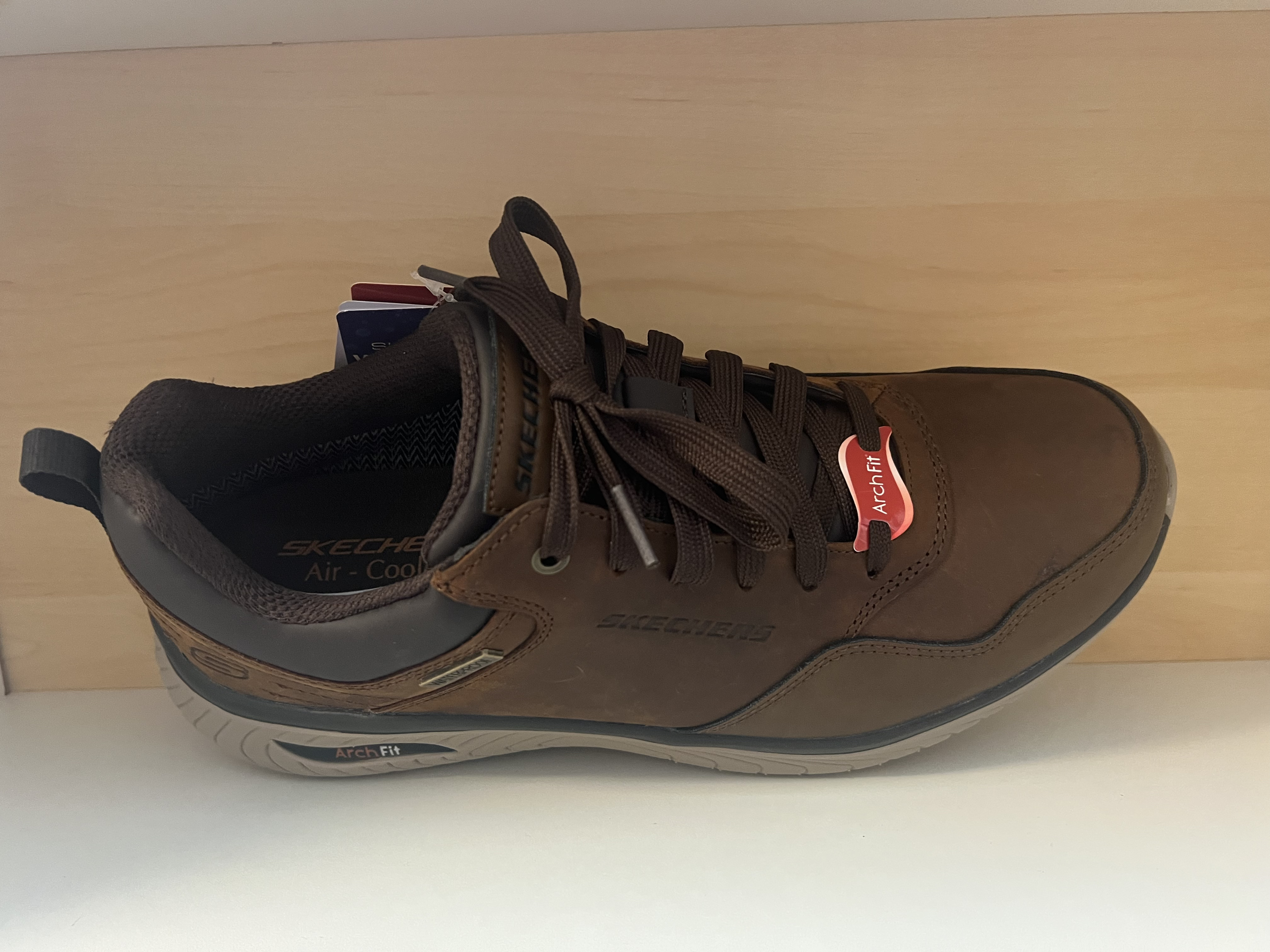 Skechers herrsko i brunt skinn. arch-Fit Crosser. Relaxed Fit (bred läst) Waterproof. - 3