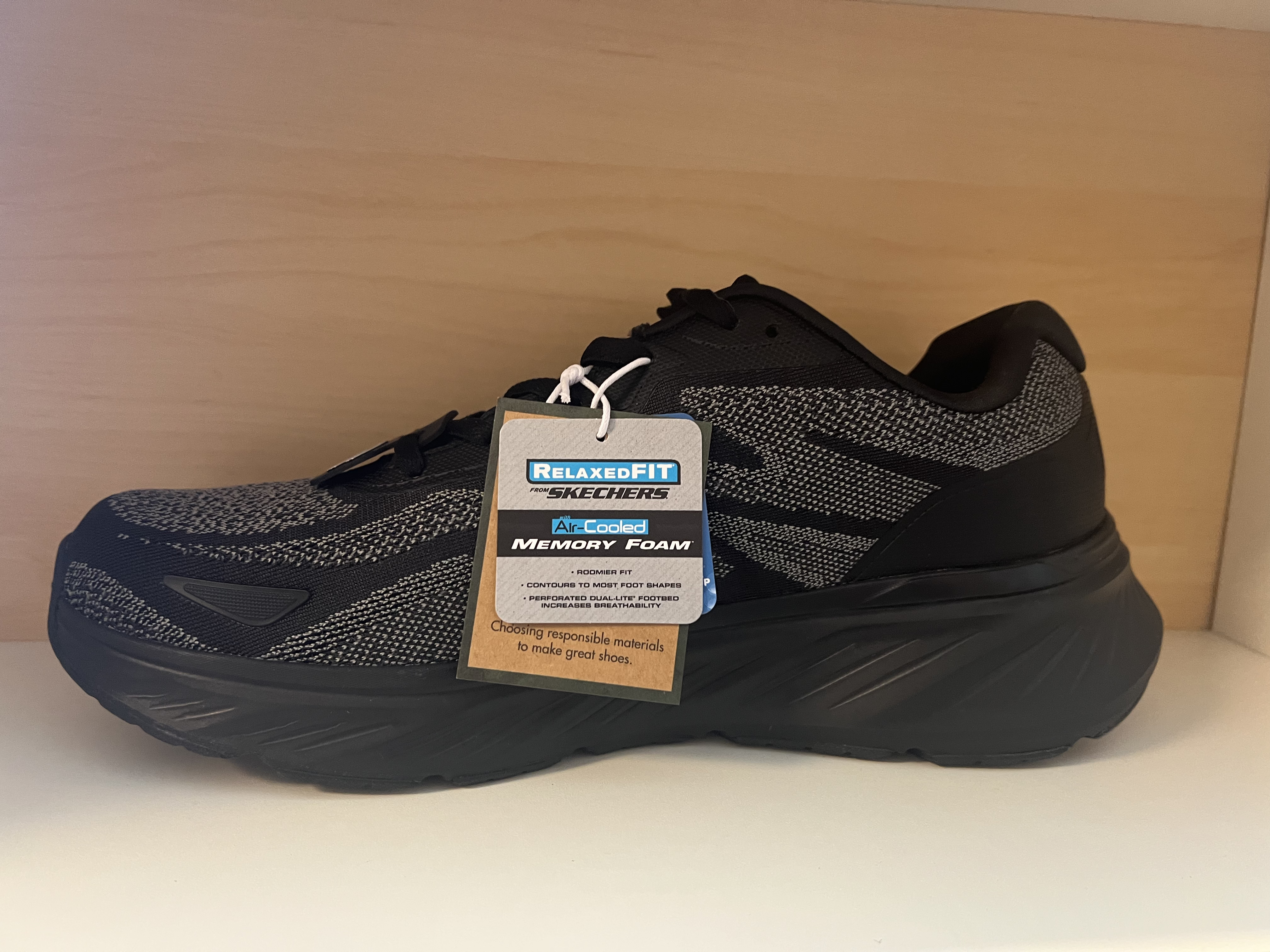 Skechers Herrsko Relaxed Fit (bred läst) med snörning. Svart Waterproof. - 2