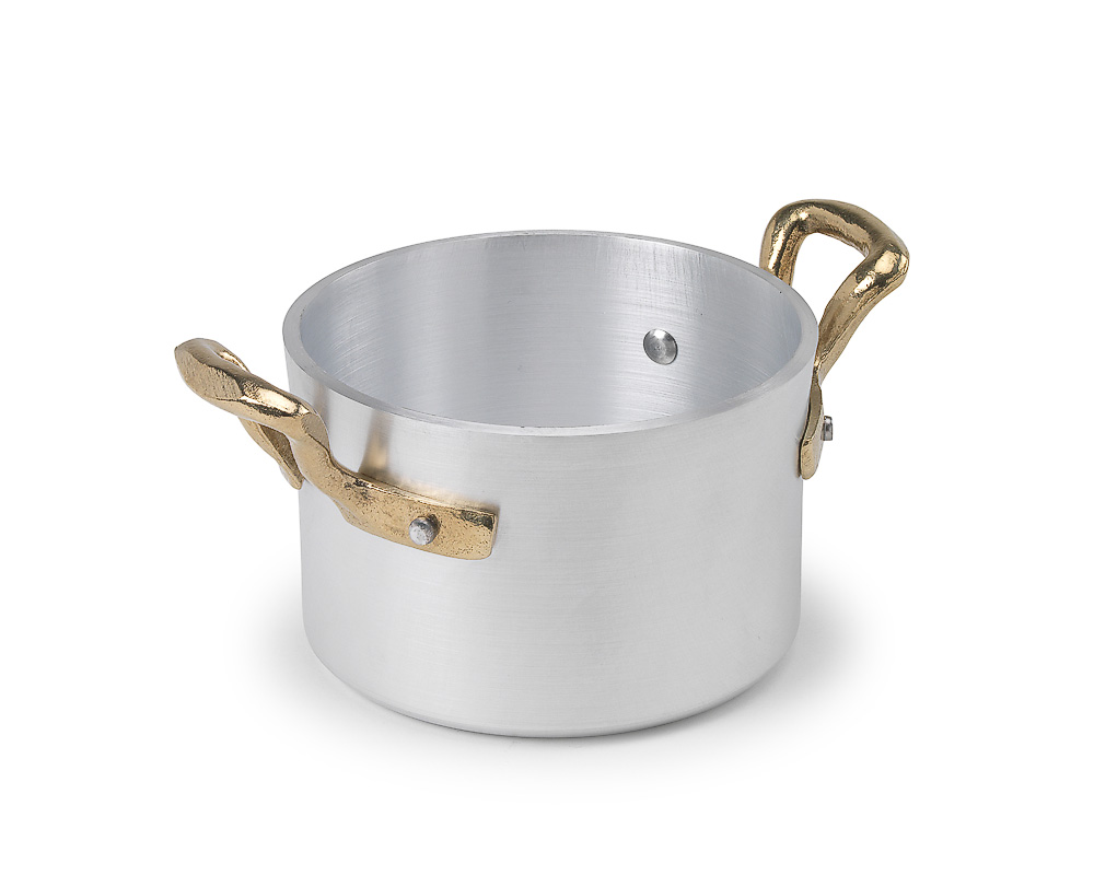Mini Kastrull grytor pannor i Aluminium med mässings handtag Eterna  - 5
