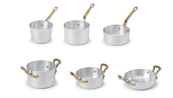Mini Kastrull grytor pannor i Aluminium med mässings handtag Eterna 
