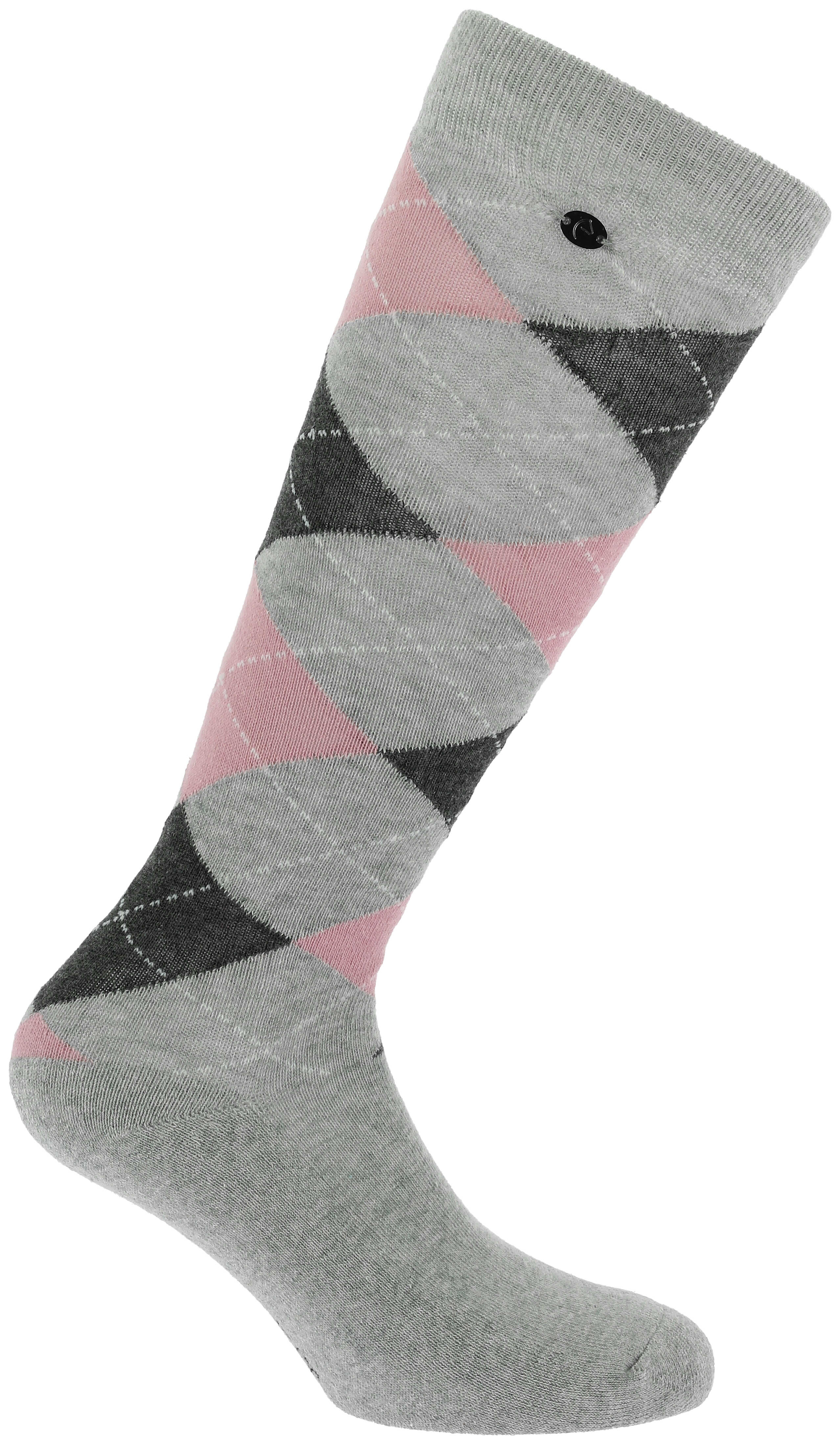 Equithème Argyle Ridstrumpor Ljusgrå/Rosa, 35/38