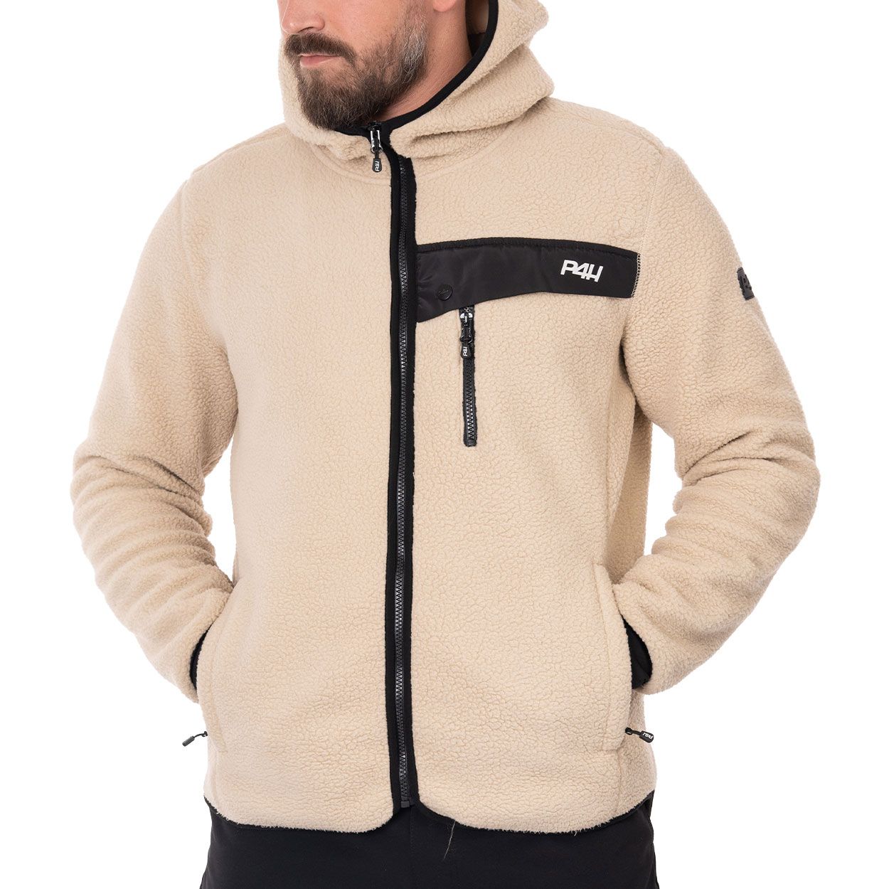 P4H Fleece Pilejacka med huva Beige