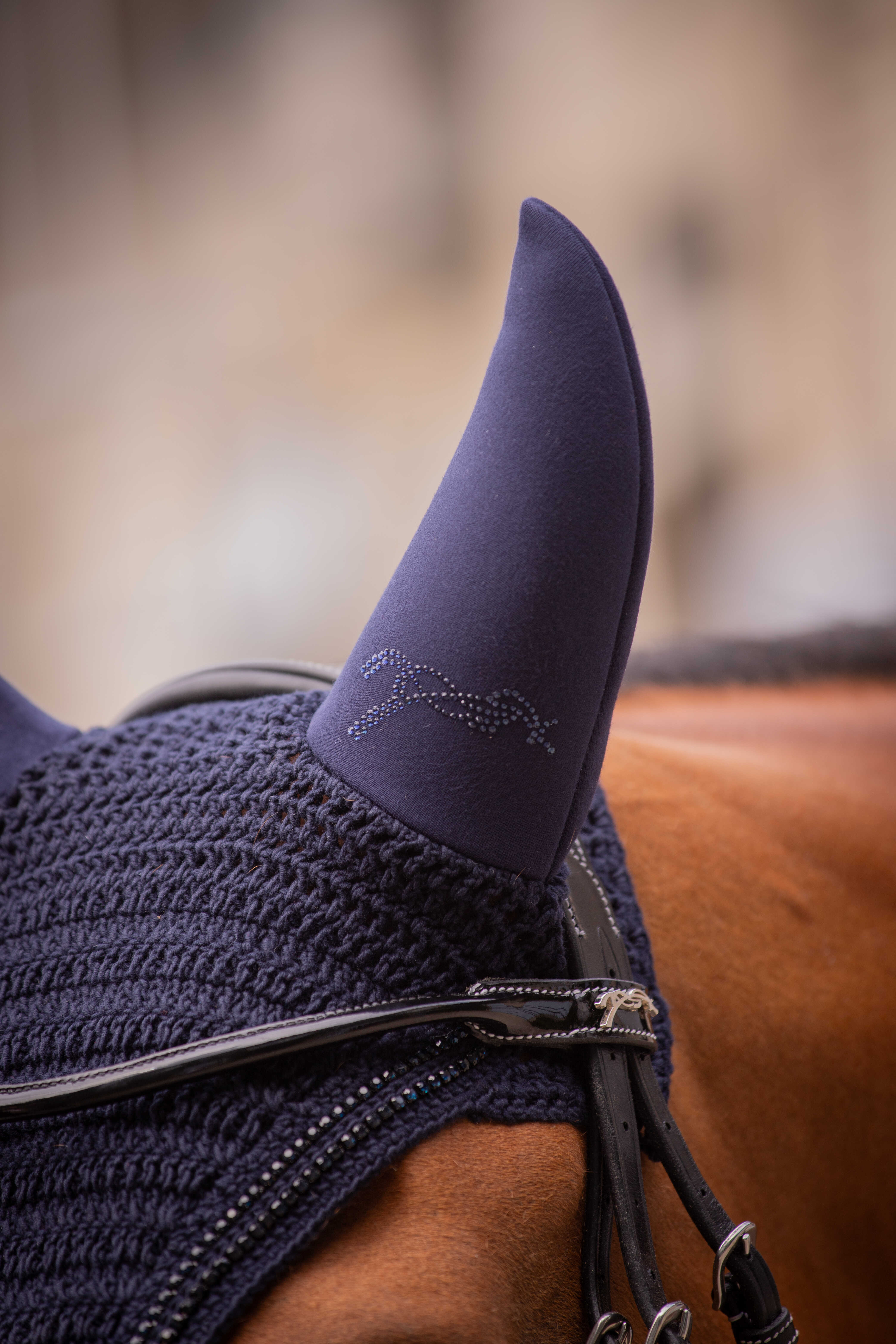 Penelope Soundless Strass Öronhuva Navy - 3