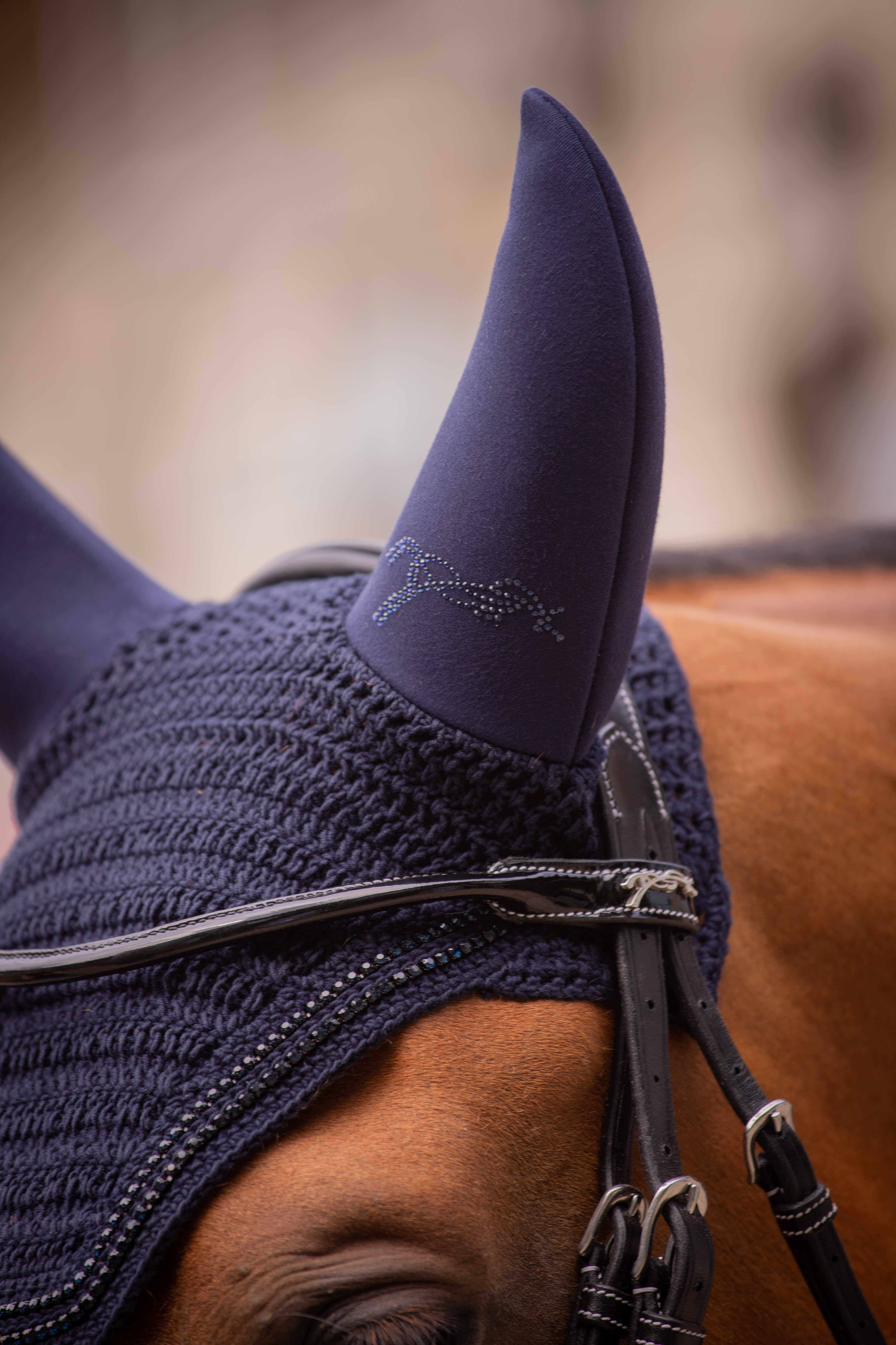 Penelope Soundless Strass Öronhuva Navy - 2