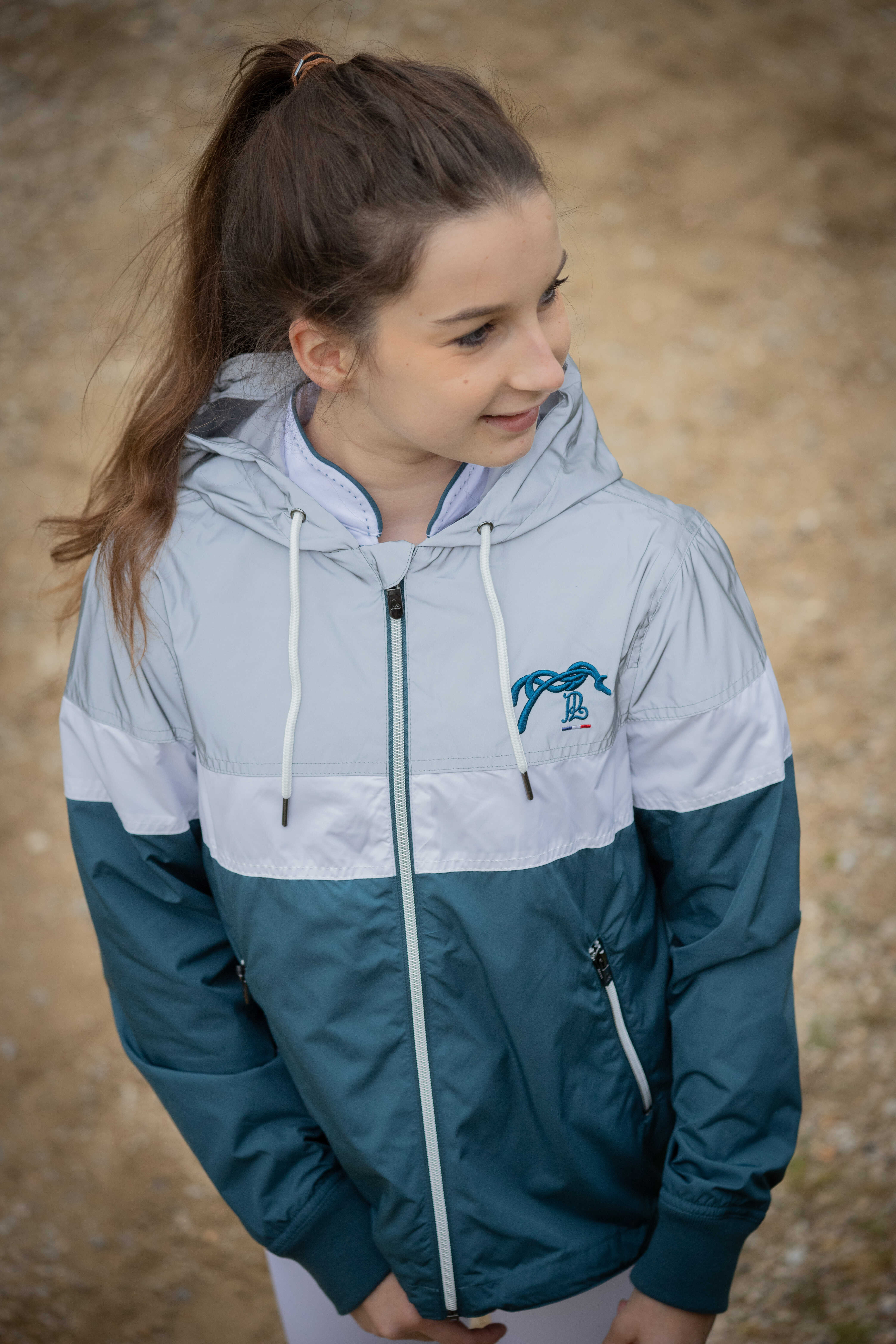 Pénélope Kids Celecce Ridjacka Peacock Blue/Vit/Grå, 12-14 år