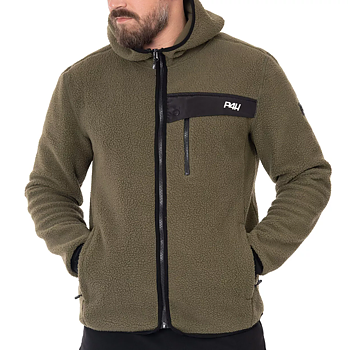 P4H Fleece Pilejacka med huva Grön