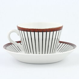 Stig Lindberg (Spisa Ribb 1955) Coffee Cup with Brown Graphic Decor 9,5 cm (5)