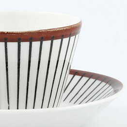 Stig Lindberg (Spisa Ribb 1955) Coffee Cup with Brown Graphic Decor 9,5 cm (5)