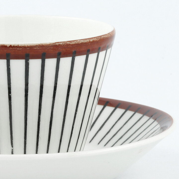 スティグ・リンドベリ  Spisa Ribbシリーズ  茶色のライン模様のコーヒーカップ  9.5cm  1955年  (5)