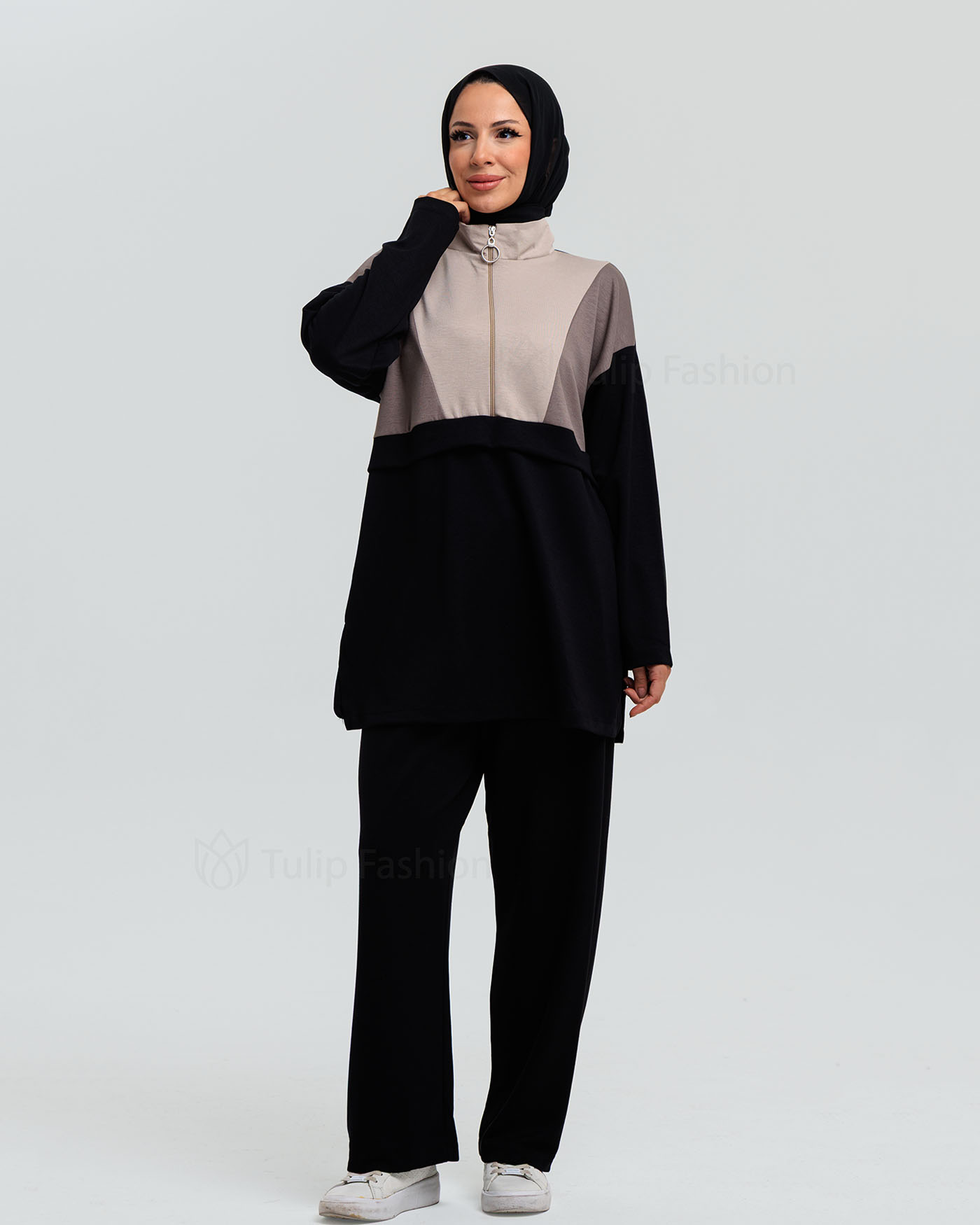 Tunic set with pants - Black