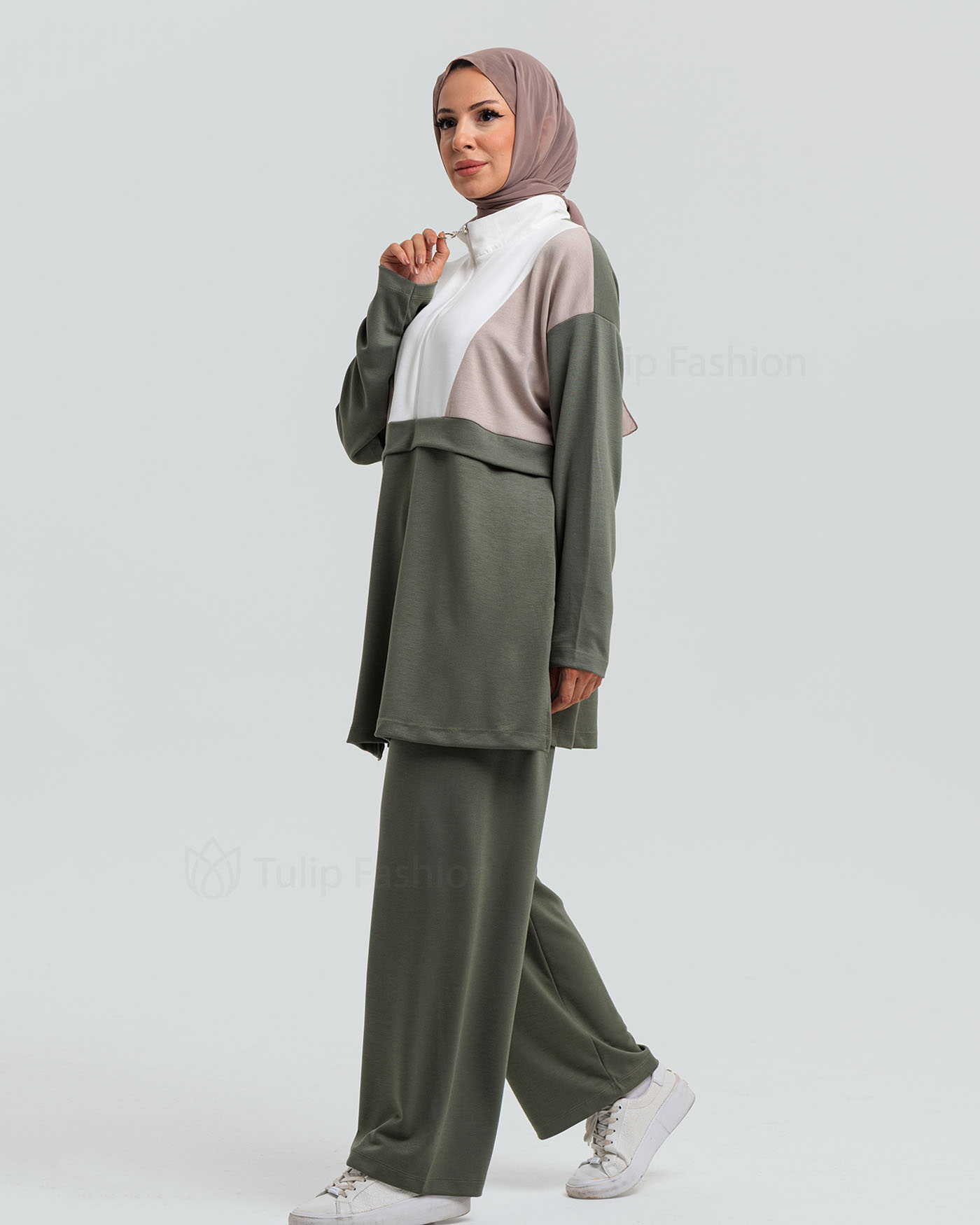 Tunic set with pants - Pistachio Green - 2