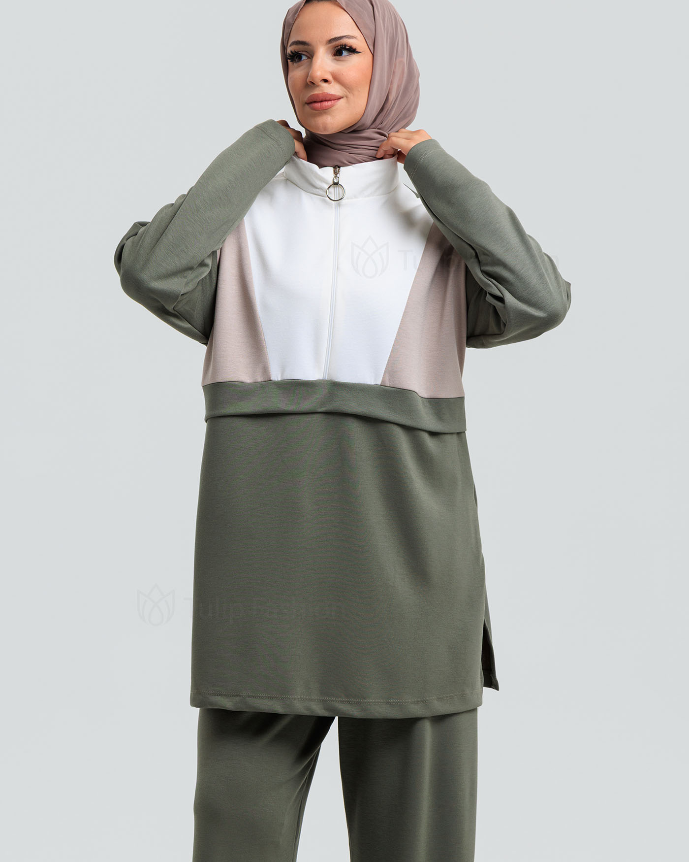 Tunic set with pants - Pistachio Green - 4