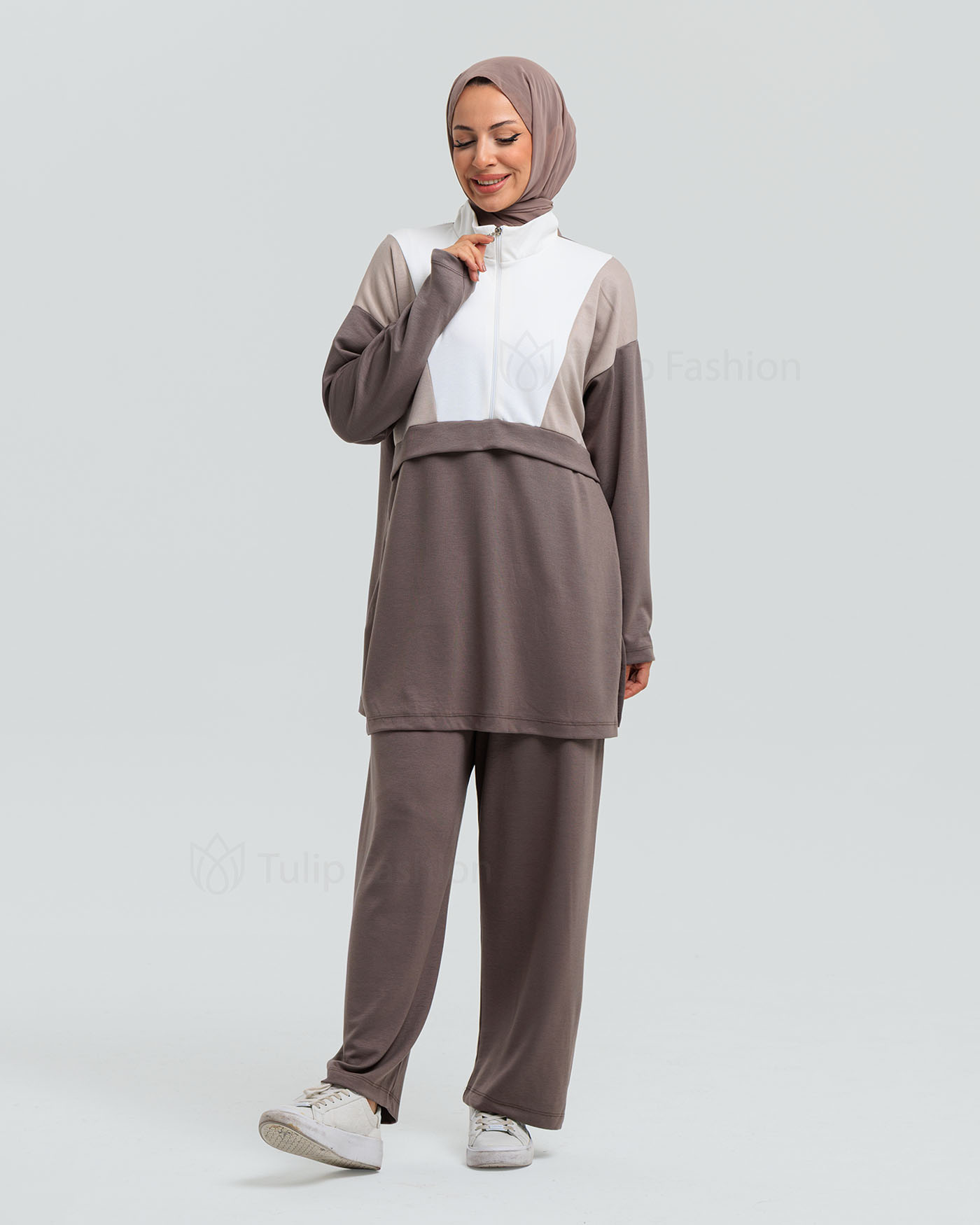 Tunic set with pants - Brown