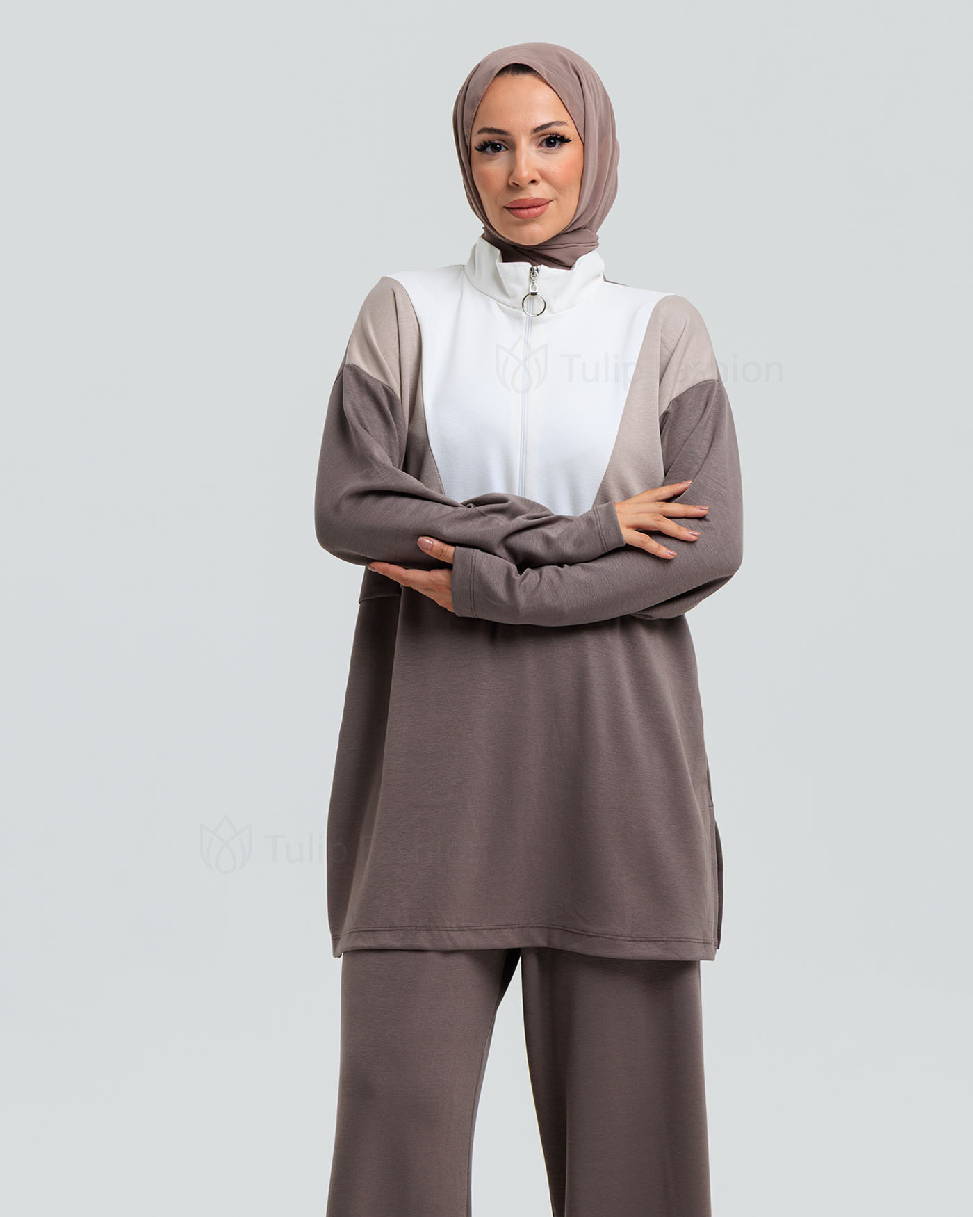 Tunic set with pants - Brown - 4