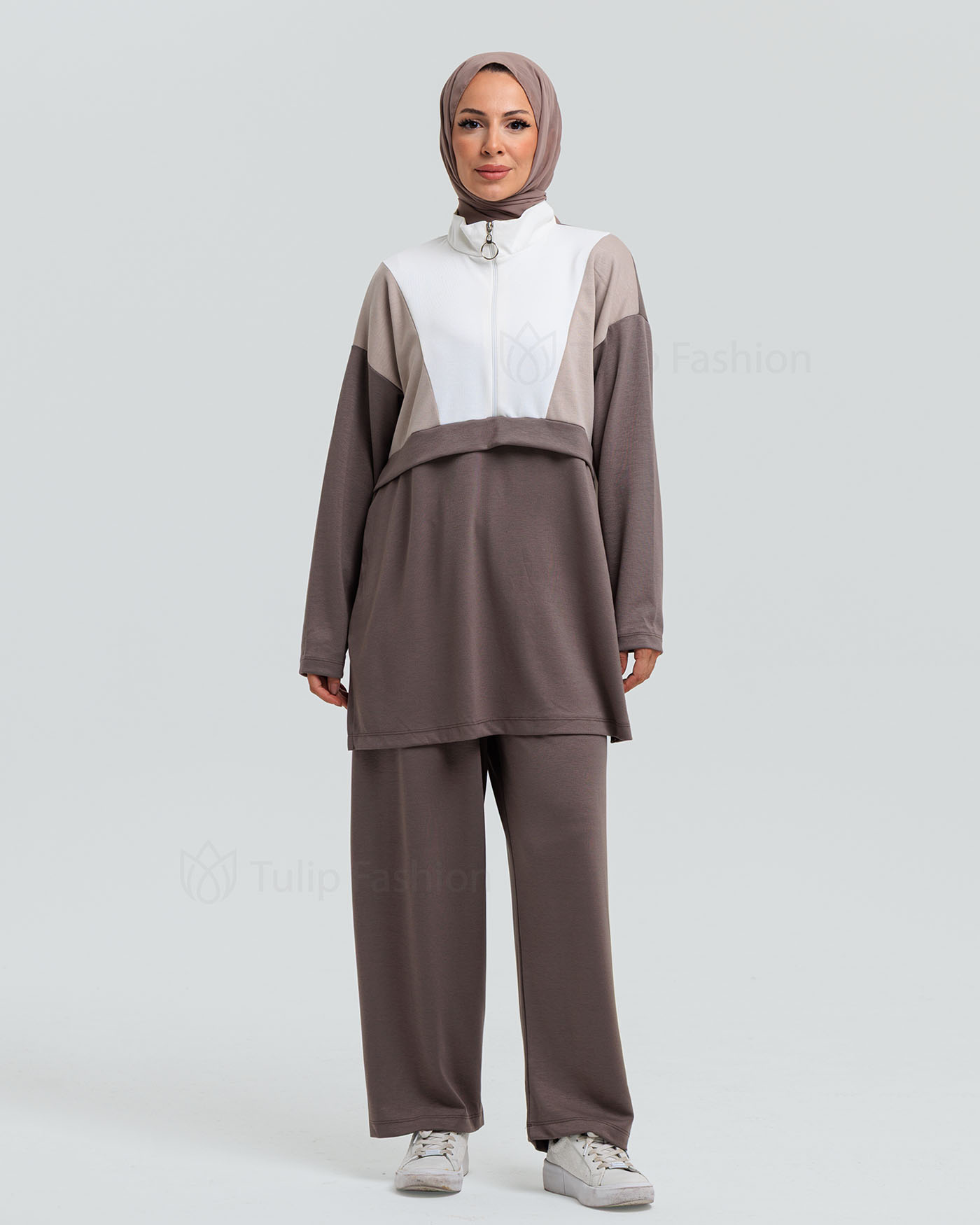 Tunic set with pants - Brown - 2