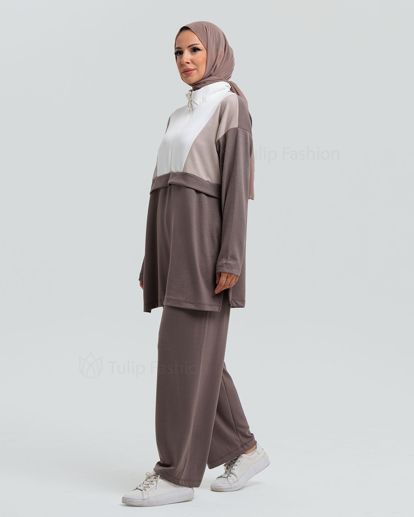 Tunic set with pants - Brown - 3