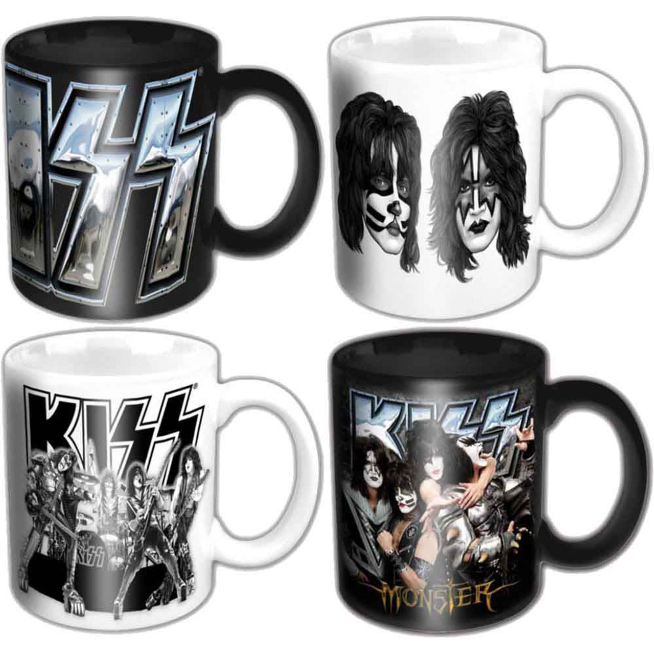 KISS 4 Piece Mini Mug Set: Devil Angus & Plug Me In (Individually Boxed)