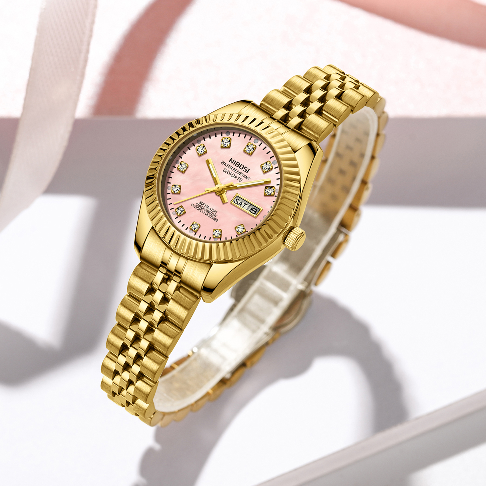 Nibosi Millbury Day-Date Gold Pink - 7