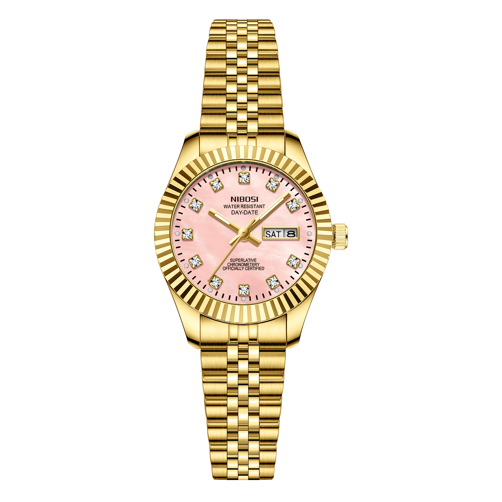 Nibosi Millbury Day-Date Gold Pink | Damklockor | Klocktema