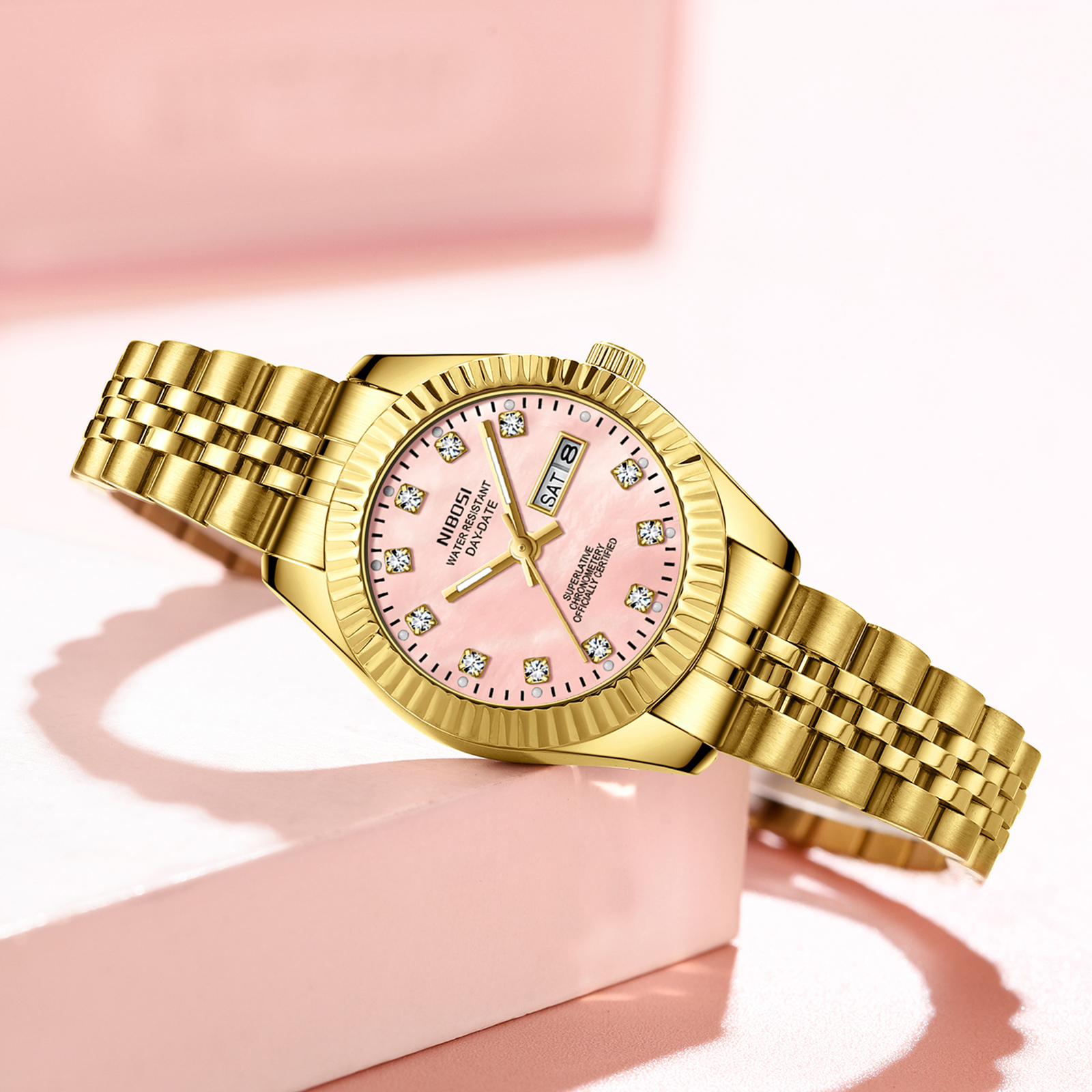 Nibosi Millbury Day-Date Gold Pink - 6