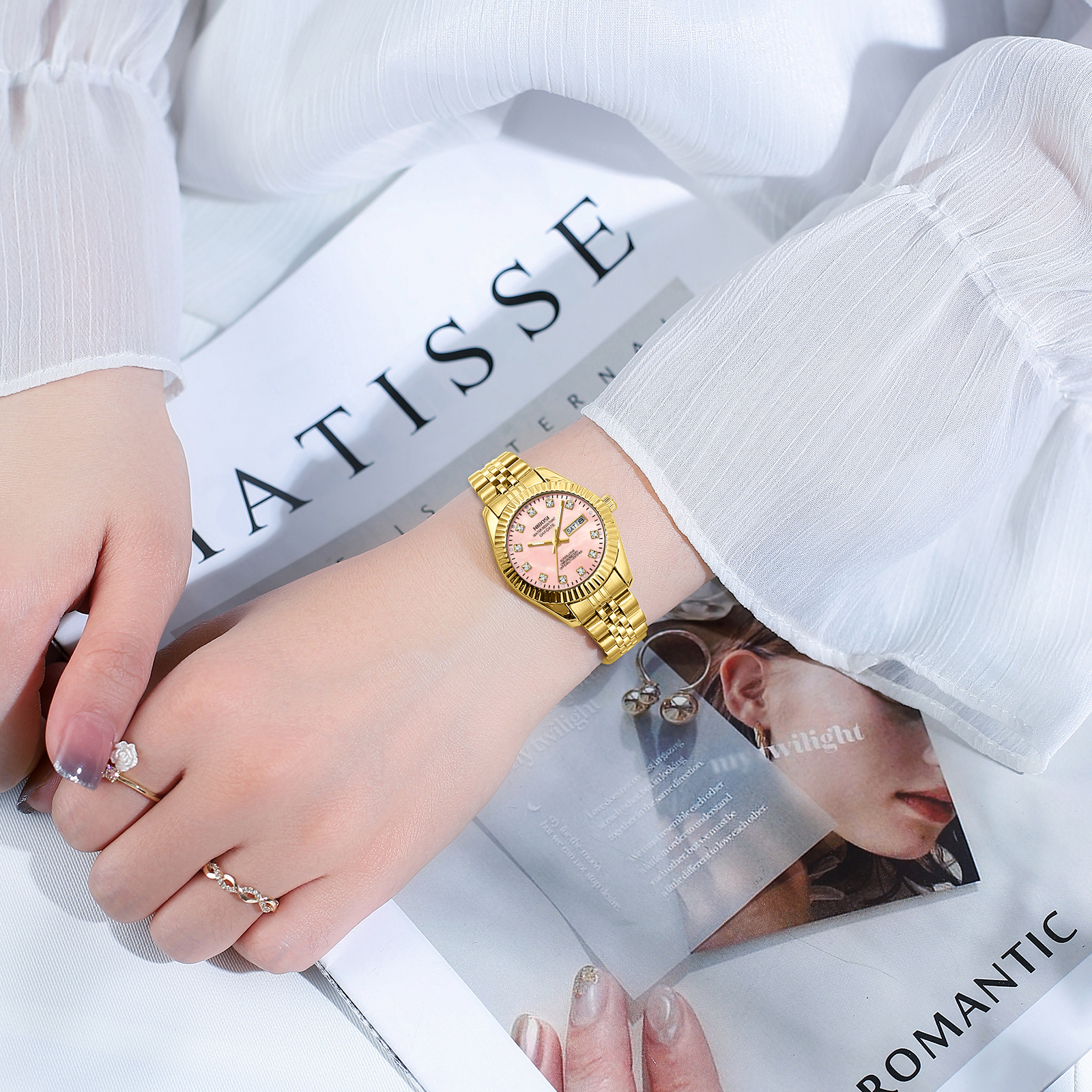 Nibosi Millbury Day-Date Gold Pink - 9