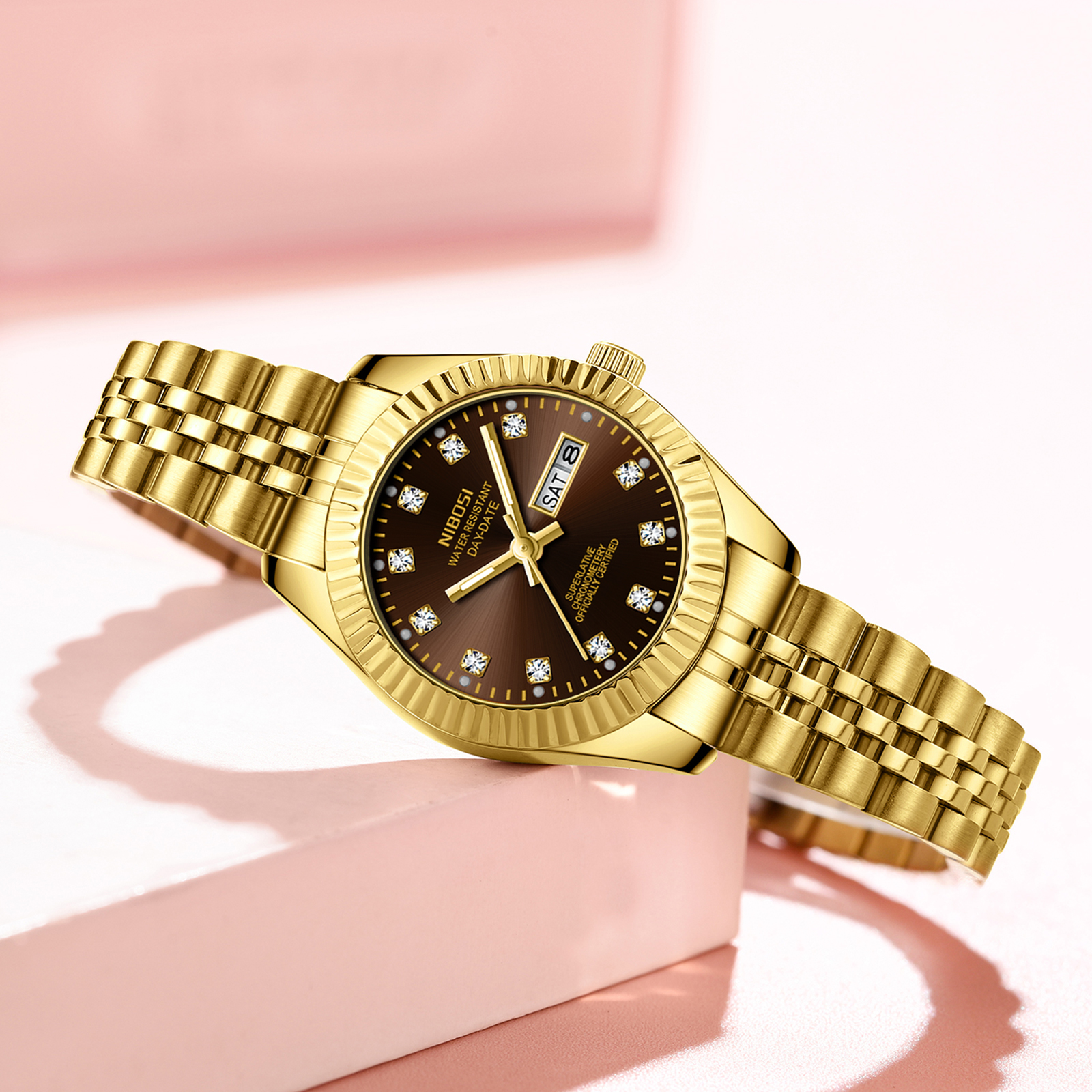 Nibosi Millbury Day-Date Gold Brown - 6