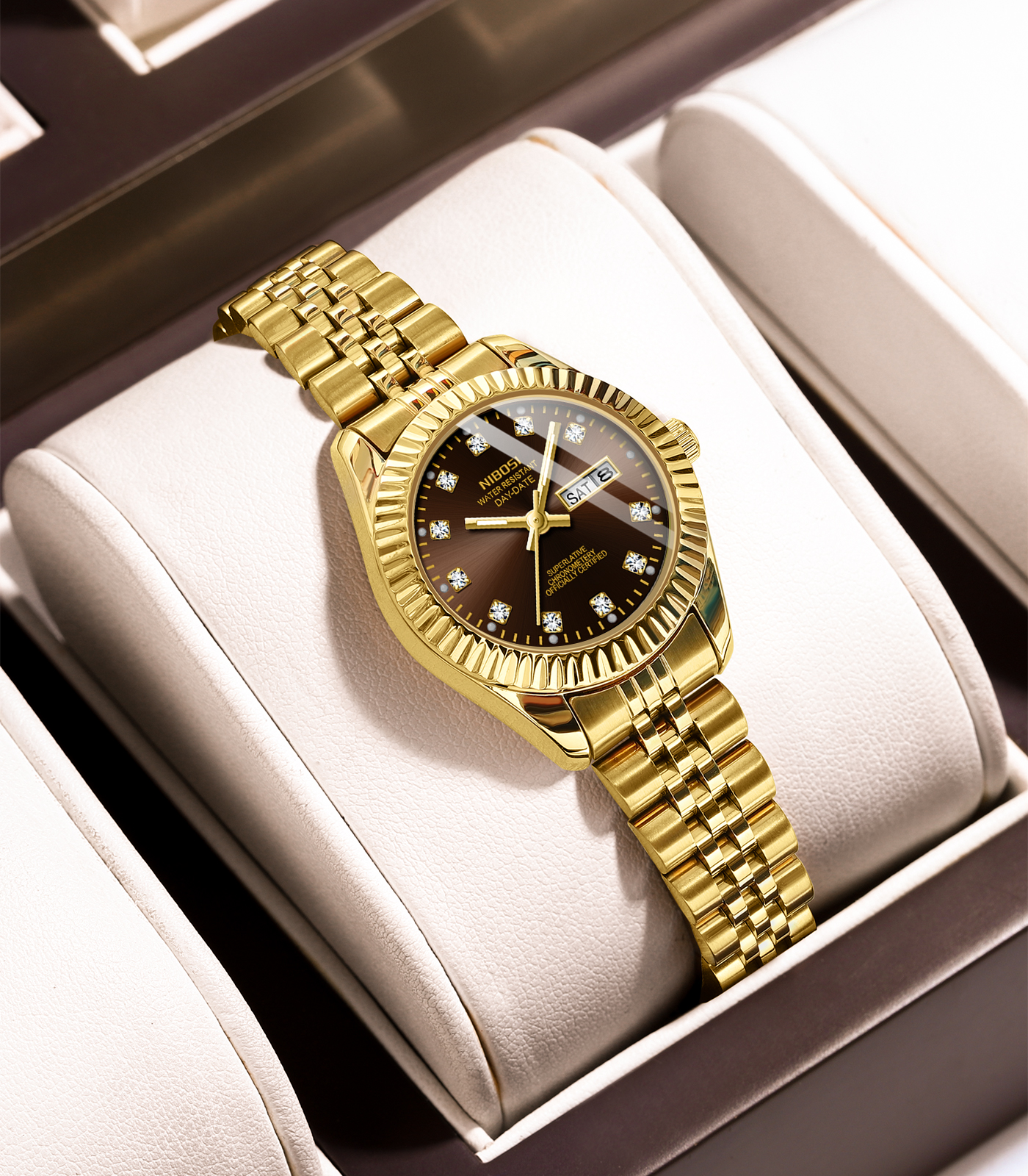 Nibosi Millbury Day-Date Gold Brown - 4