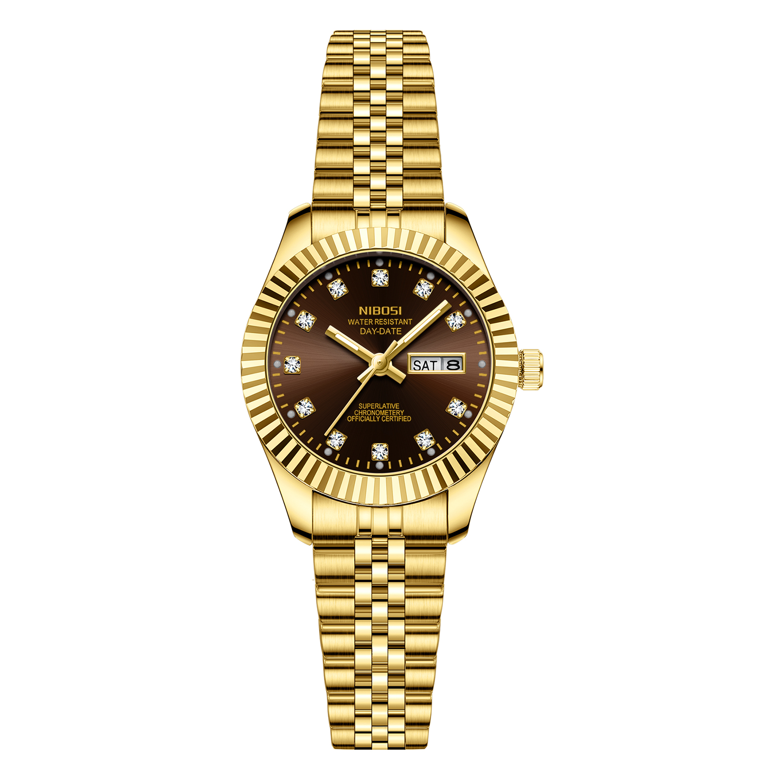 Nibosi Millbury Day-Date Gold Brown | Damklockor | Klocktema