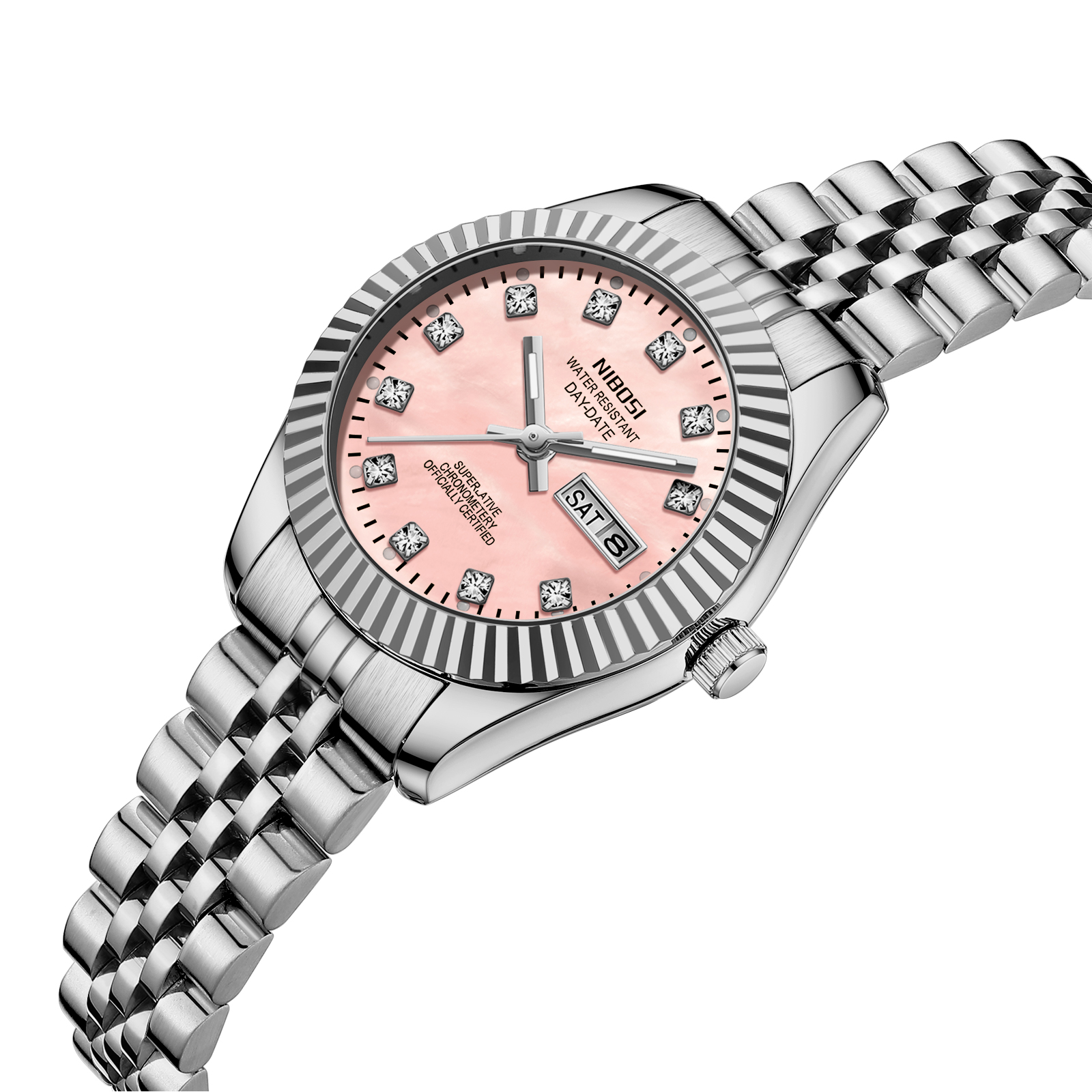 Nibosi Millbury Day-Date Silver Pink - 2