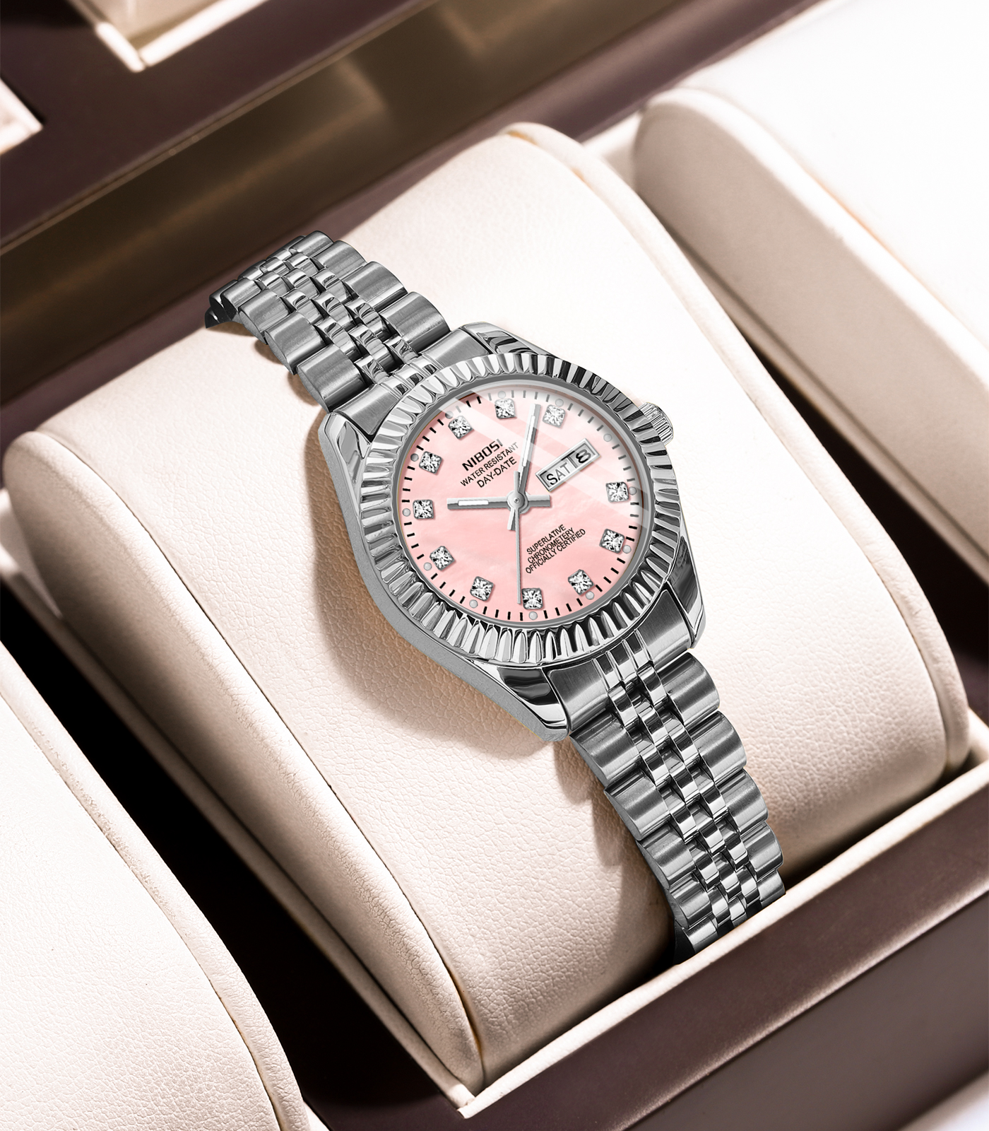 Nibosi Millbury Day-Date Silver Pink - 4