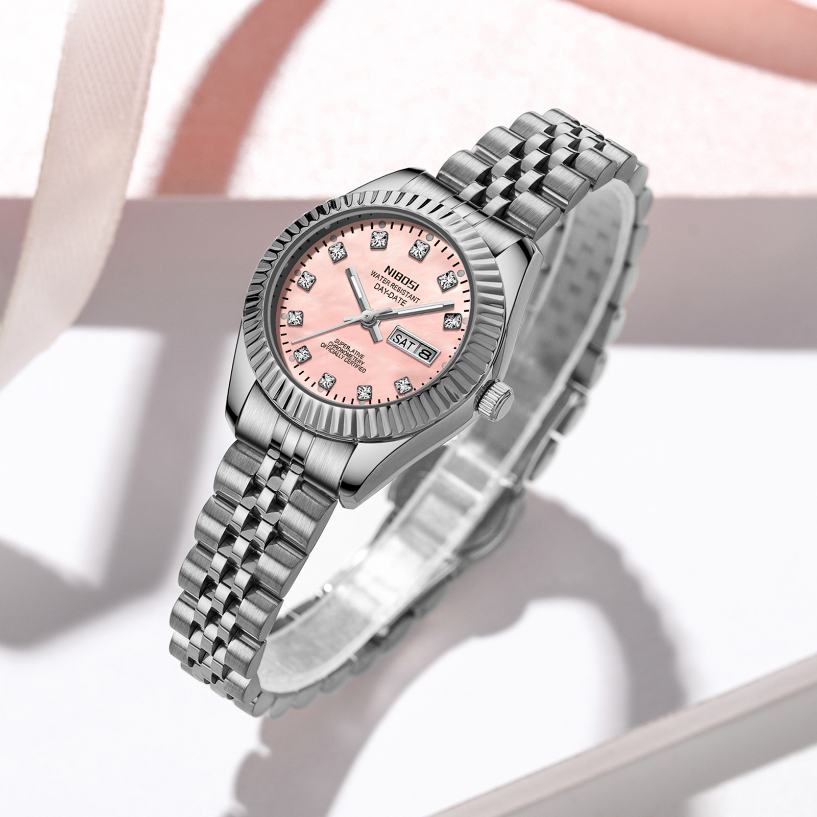 Nibosi Millbury Day-Date Silver Pink - 7