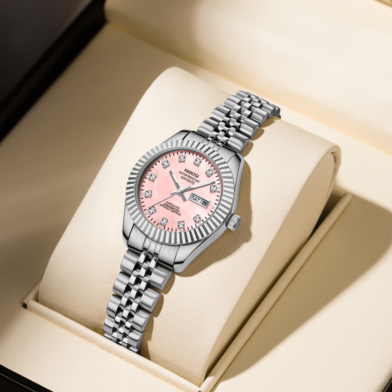 Nibosi Millbury Day-Date Silver Pink - 5