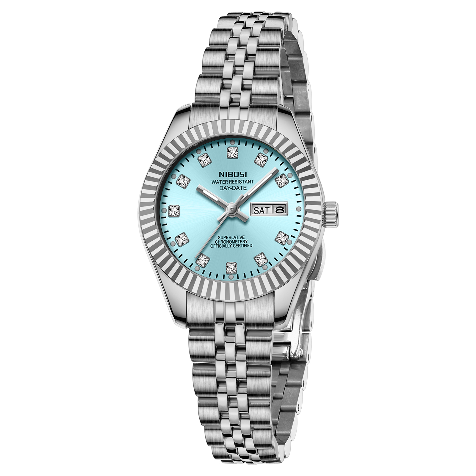 Nibosi Millbury Day-Date Silver Blue - 3